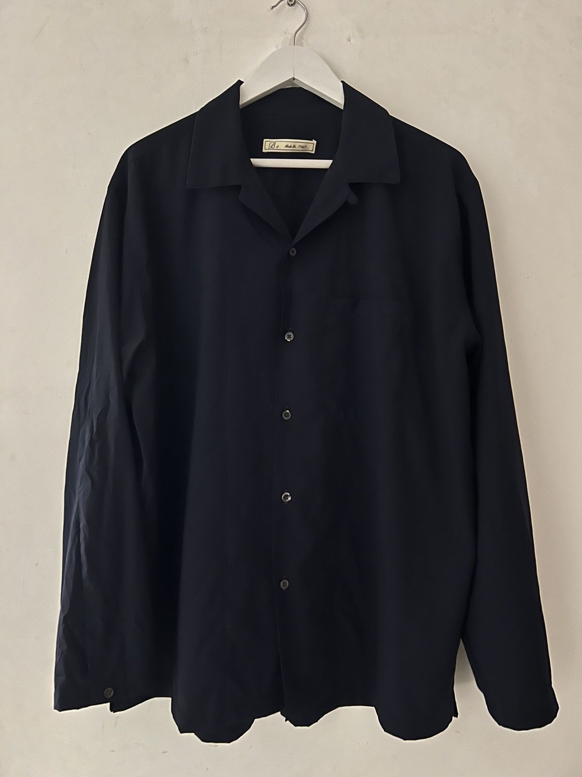 image of Umit Benan Lightweight Wool Shirt in Navy, Men's (Size Large)