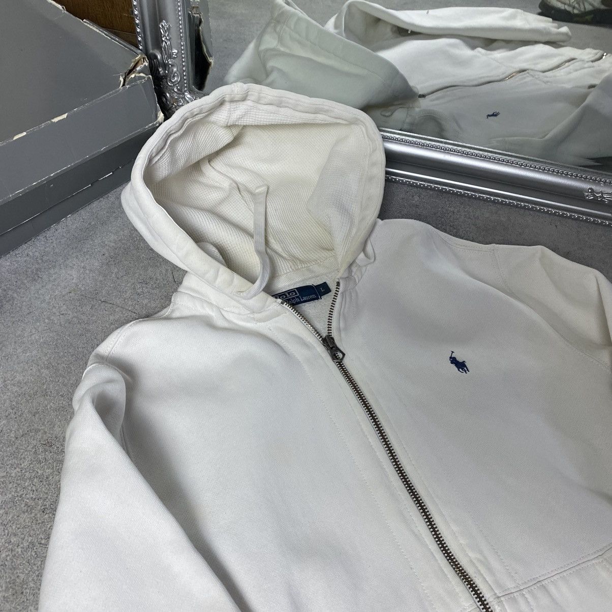 Polo Ralph Lauren Vintage Polo Ralph Lauren Zip Hoodie White Jumper Size US L / EU 52-54 / 3 - 3 Thumbnail