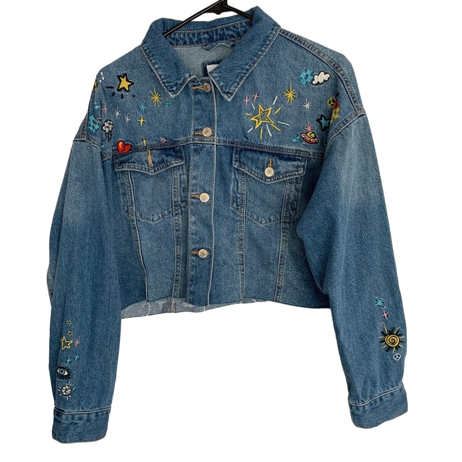 Forever 21 WOMENS JUNIORS FOREVER 21 CROP JEAN JACKET PATCHWORK NICE Size M / US 6-8 / IT 42-44 - 1 Thumbnail