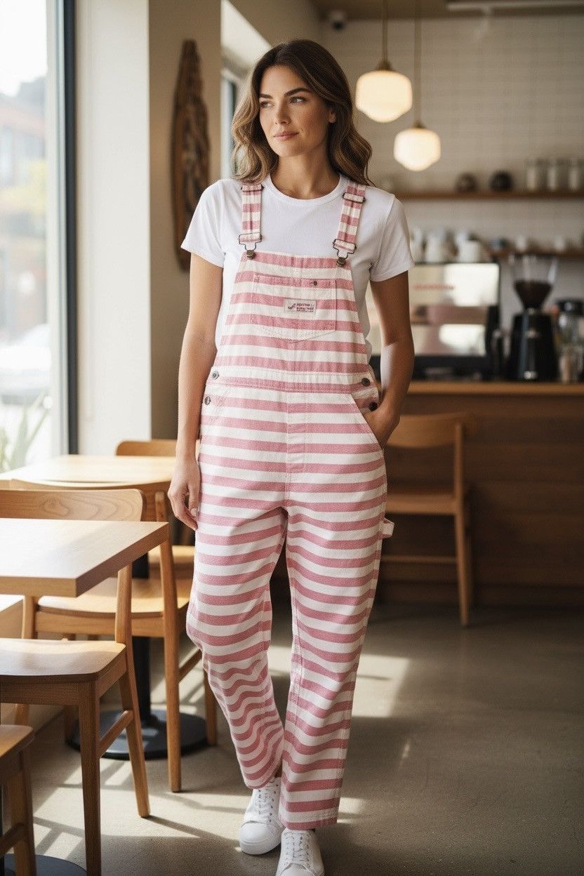 Ministry Of Supply Candy Stripper Pink Prisoners Stripe Overalls Japan Harajuku Size 30" / US 8 / IT 44 - 2 Thumbnail