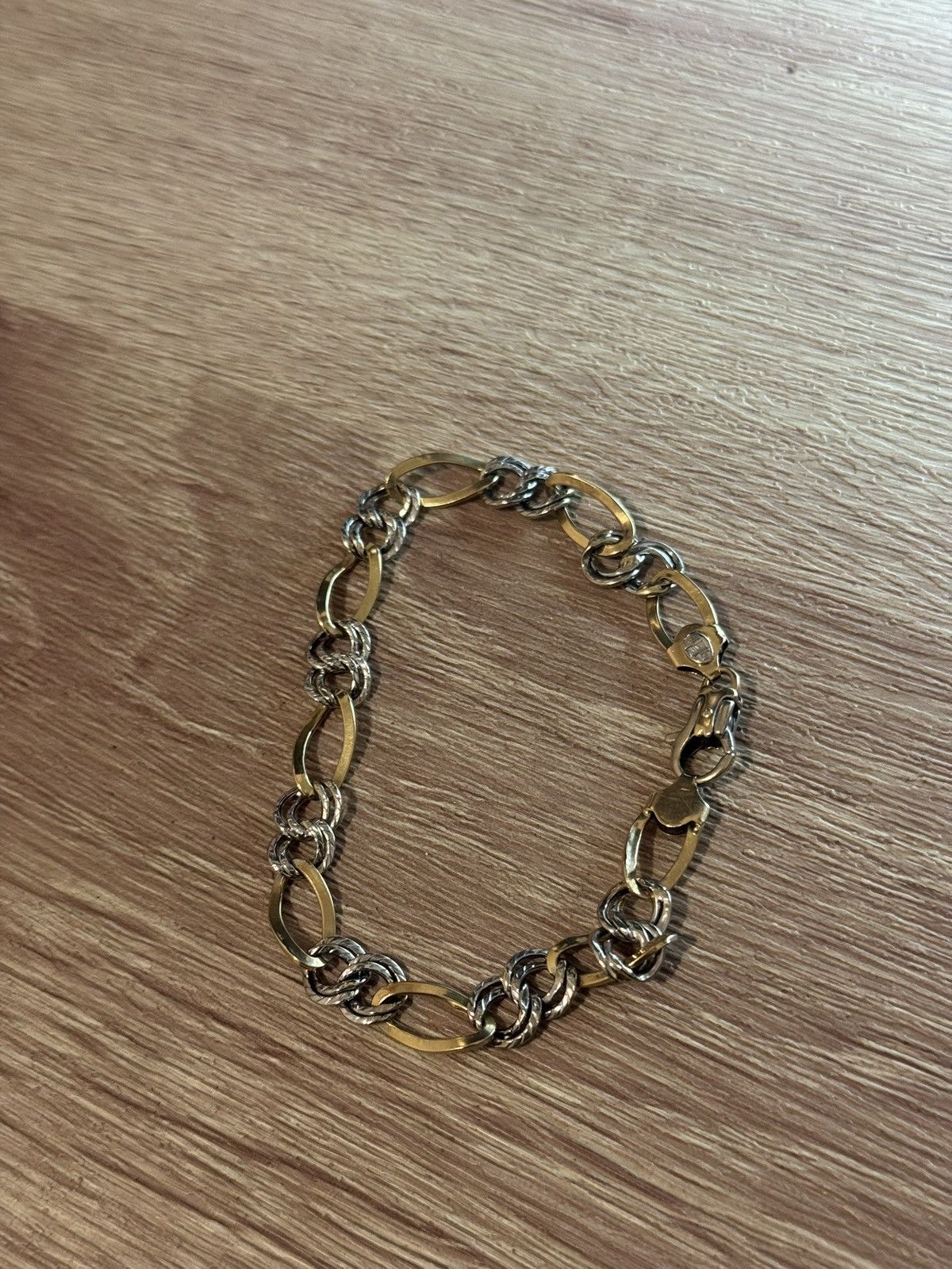 Jewelry Solid 14K Two-Tone Gold Bracelet – Gold Link Chain (14.8g) Size ONE SIZE - 2 Thumbnail