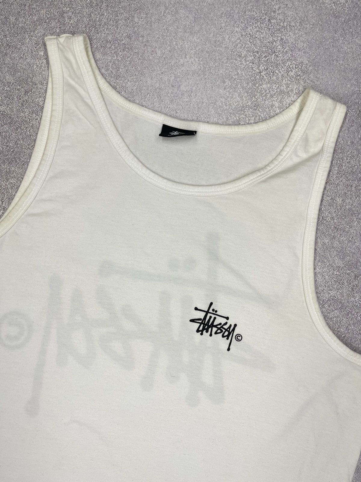 Stussy Vintage Stussy Tank Tops White Big Logo Y2K T Shirt Size L Size US L / EU 52-54 / 3 - 7 Thumbnail