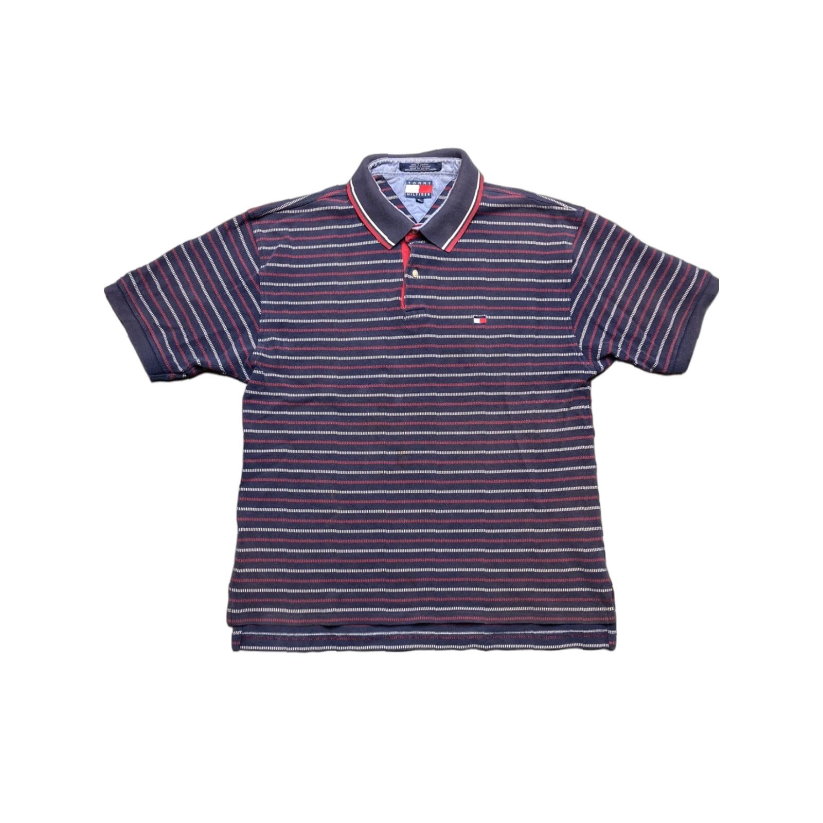 Tommy Hilfiger VINTAGE Tommy Hilfiger Polo Shirt Stripe Navy Blue Short Sleeve Men XL Size US XL / EU 56 / 4 - 1 Thumbnail