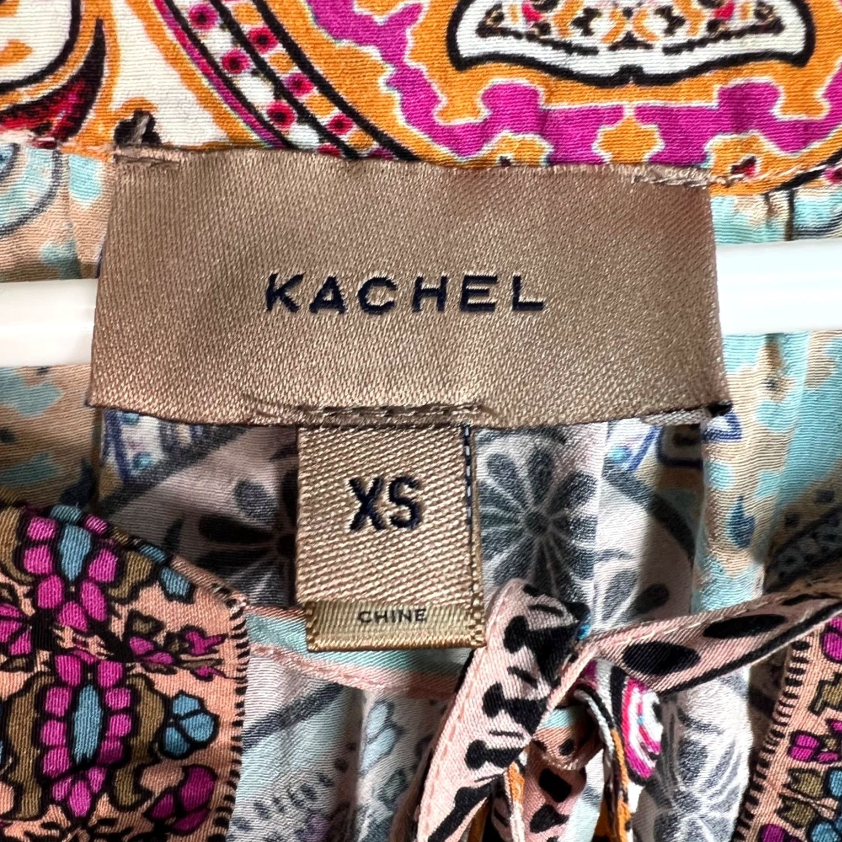 Vintage Kachel Womens XS Boho Patterned Maxi Dress with Tassels & Flowy Fit - Floral V-Neck Long Summer Casual Size XS / US 0-2 / IT 36-38 - 3 Thumbnail