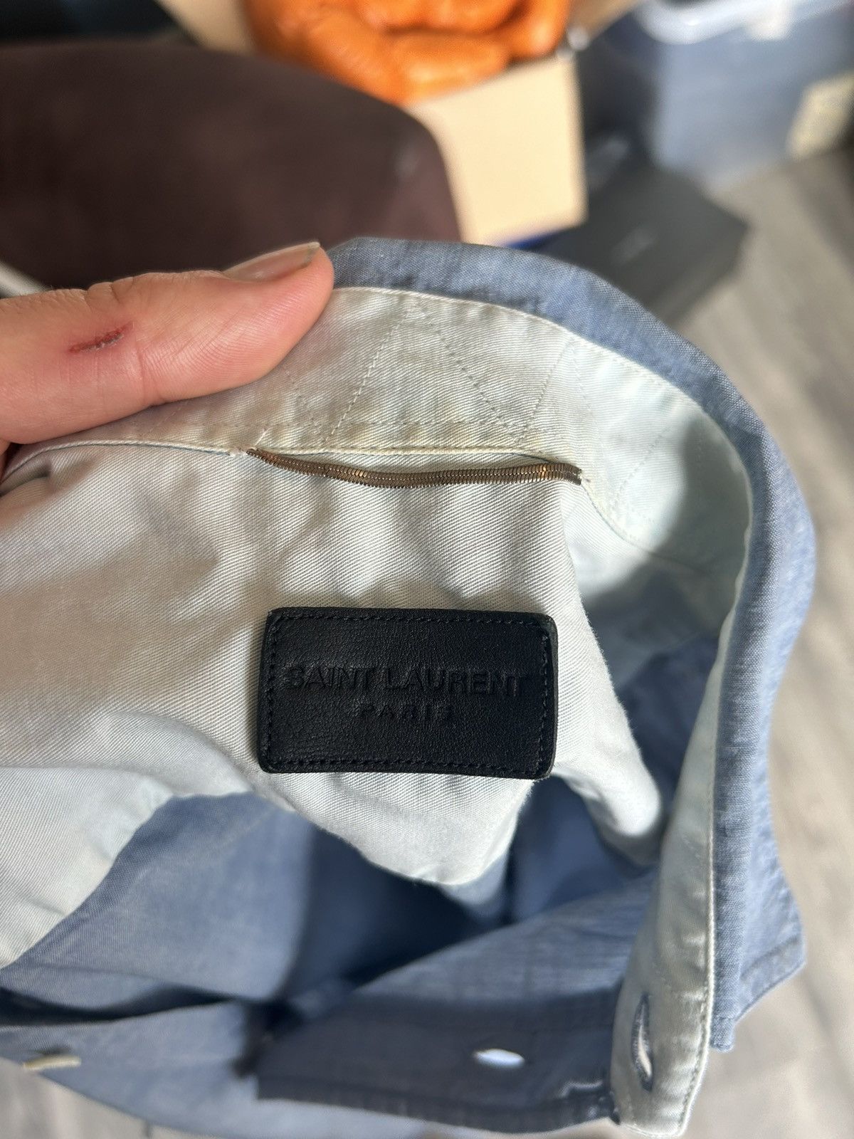 Saint Laurent Paris Light Blue Pocket Button-Up Shirt Size US S / EU 44-46 / 1 - 7 Thumbnail