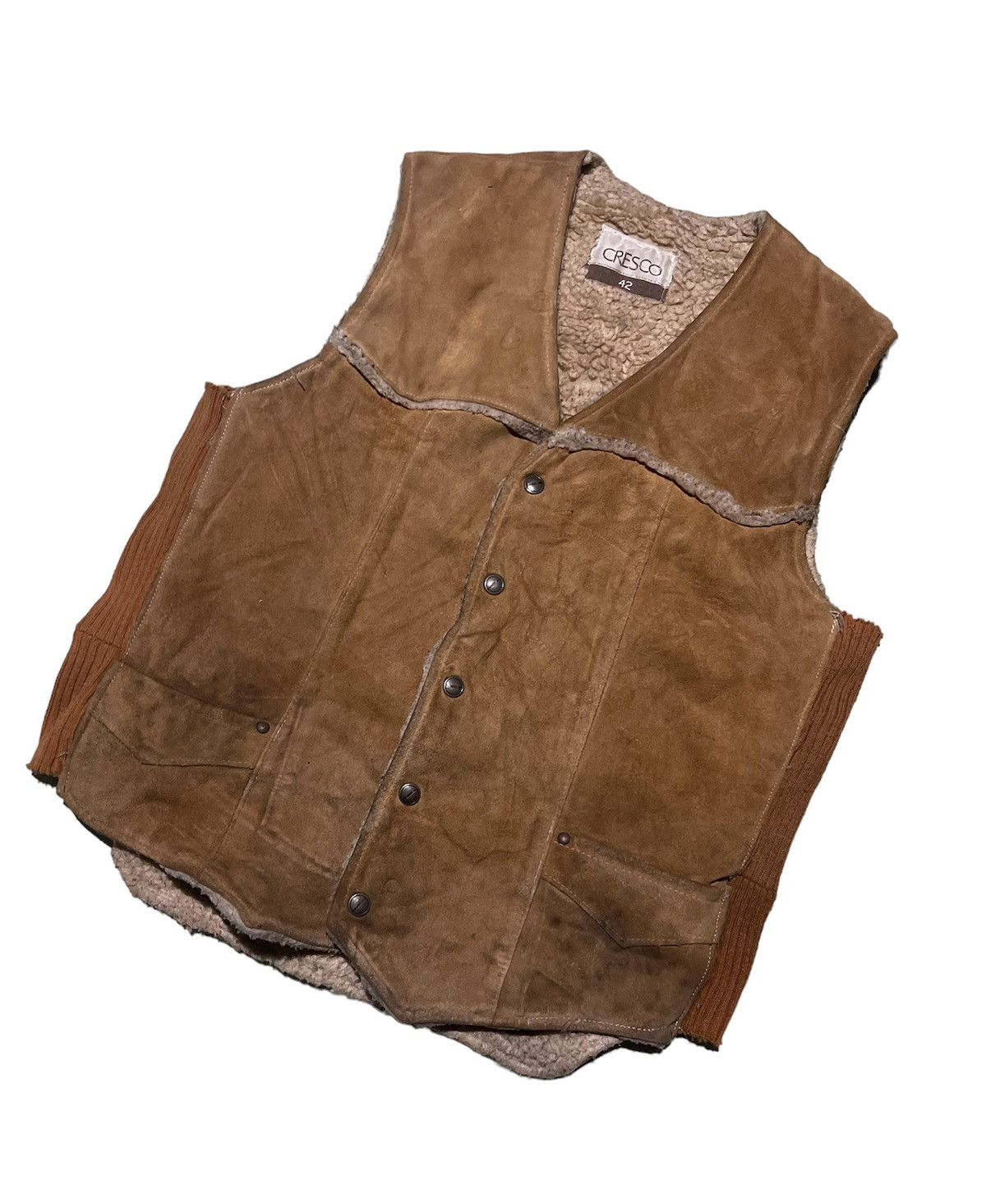 Leather VINTAGE CRESCO LEATHER BIKER VEST JACKET Size US M / EU 48-50 / 2 - 6 Thumbnail