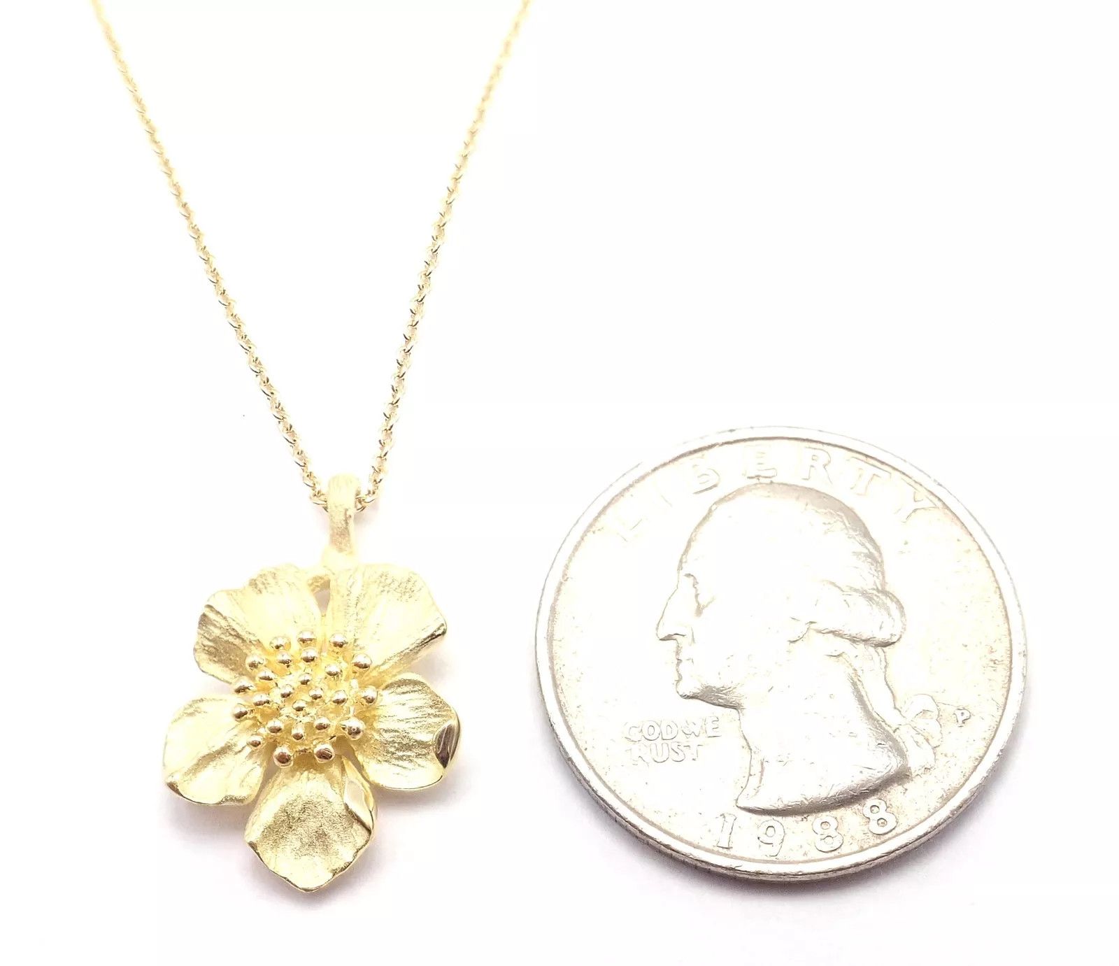 Tiffany & Co. Vintage Tiffany & Co 18K Yellow Gold Flower Pendant Necklace Size ONE SIZE - 8 Thumbnail