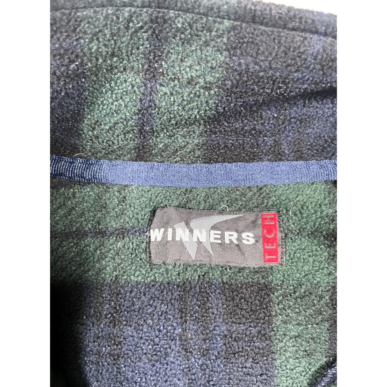 Vintage Winners Tech Fleece Pullover Mens XL Green Navy Plaid Tartan Quarter Zip Sweater Size US XL / EU 56 / 4 - 4 Thumbnail