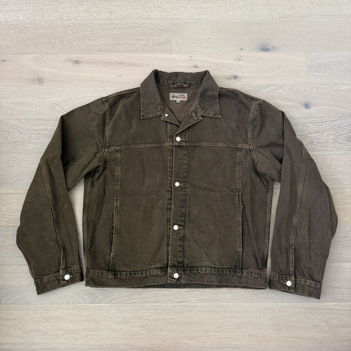 Stussy Stussy Ghost Logo Canvas Varsity Jacket in Red | Grailed