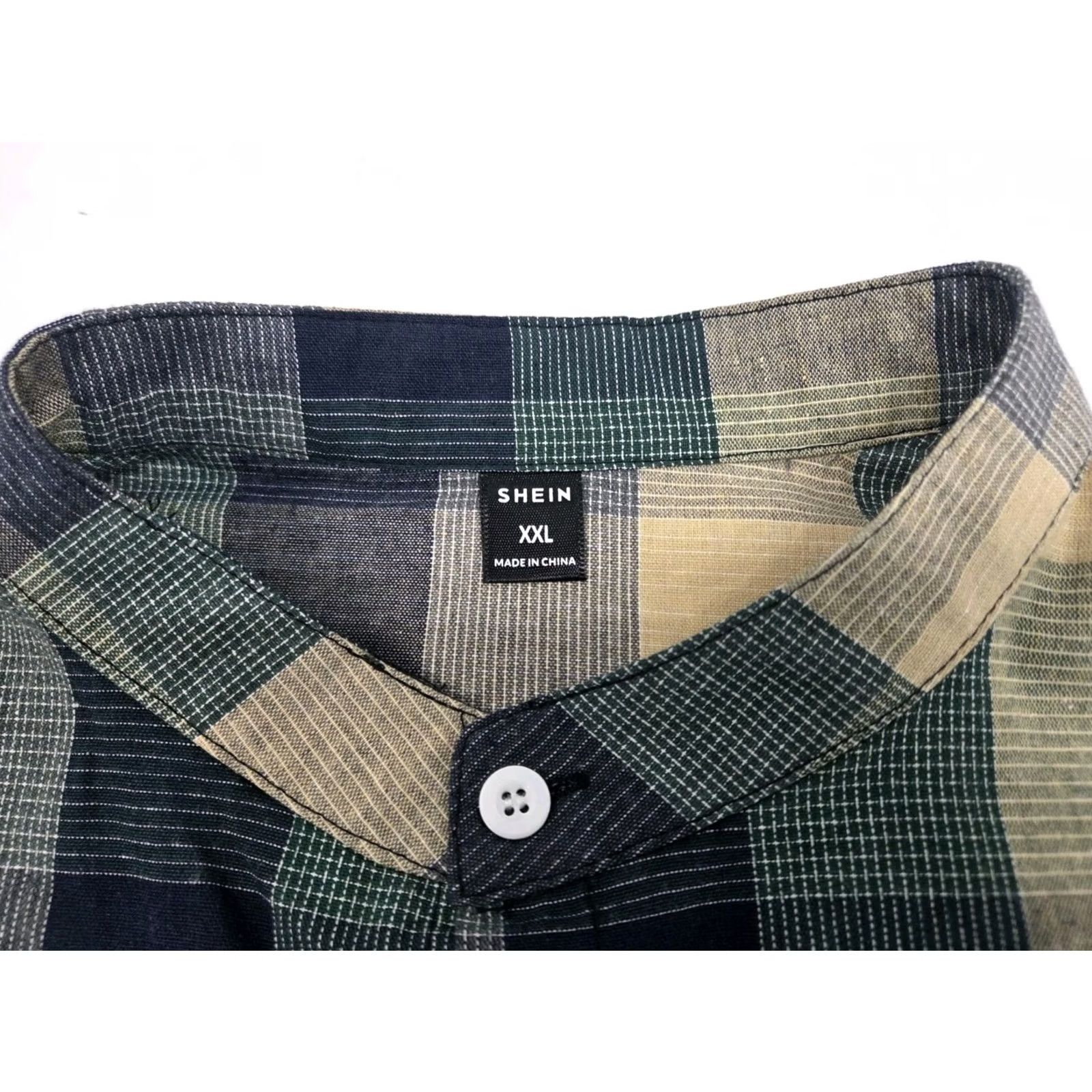 Shein Shein Mens Long Sleeve Button Up Plaid Band Collar Shirt 2XL Multicolor Size US XXL / EU 58 / 5 - 3 Thumbnail