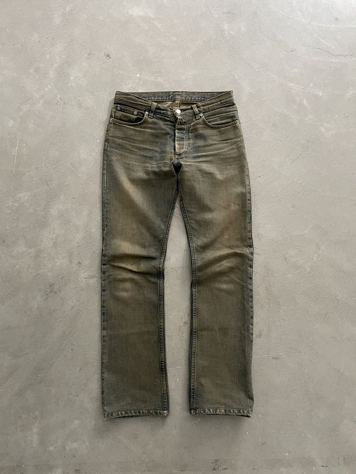 image of Helmut Lang Fw99 Mud Wash Denim in Green, Men's (Size 30)