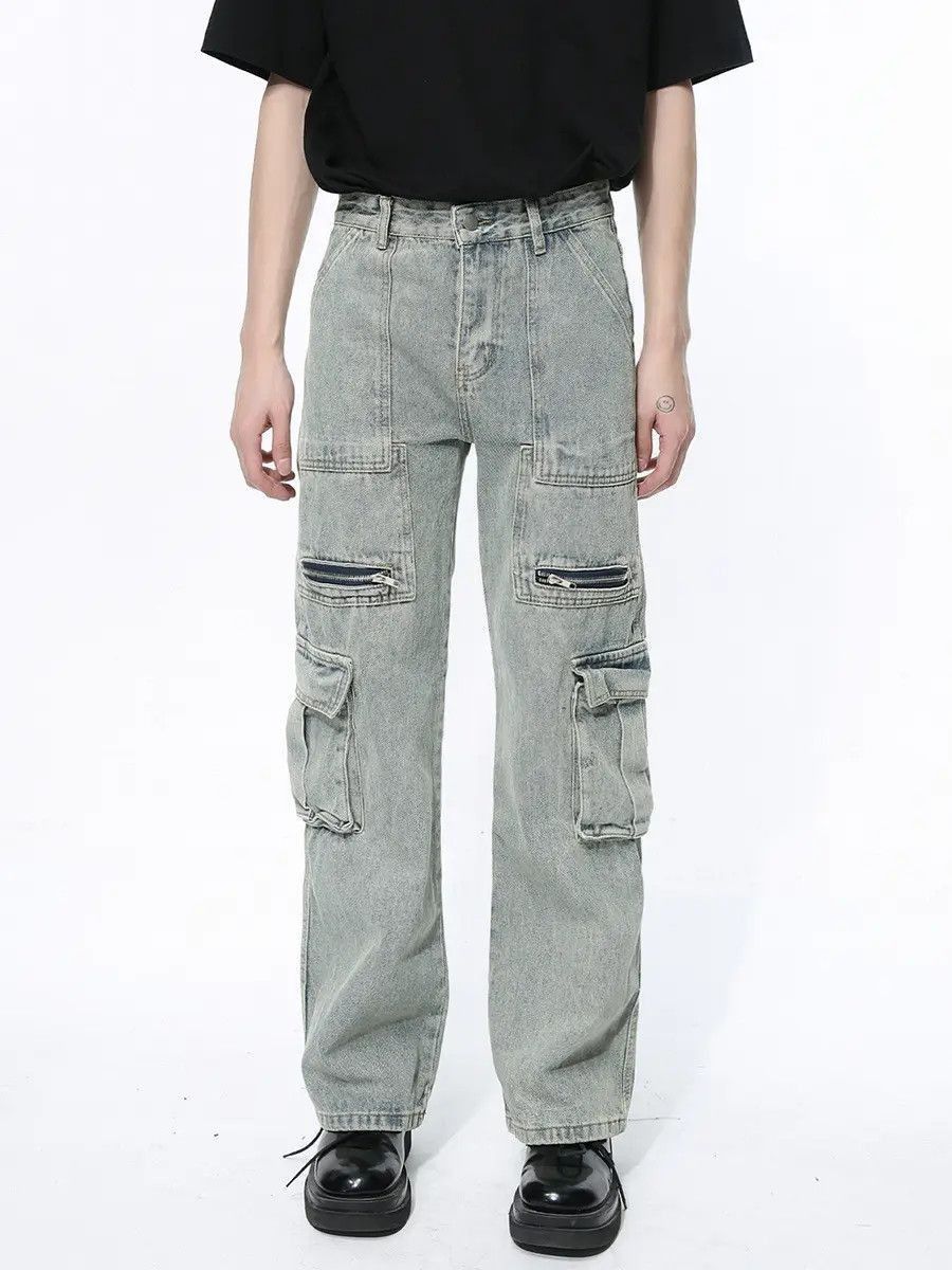 Japanese Brand Retro loose zipper pocket jeans Size US 30 / EU 46 - 4 Thumbnail