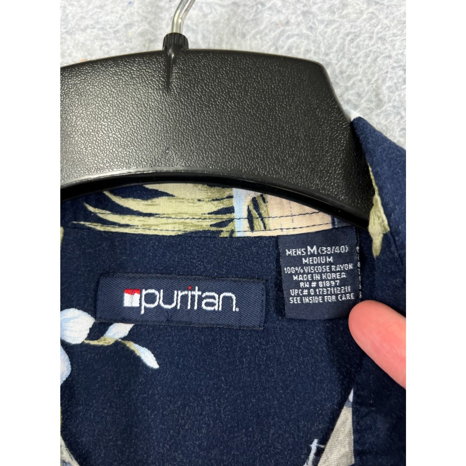 Vintage Puritan Mens Shirt Blue Floral Hawaiian Resort Aloha Luau American Button-Up Size US M / EU 48-50 / 2 - 7 Thumbnail