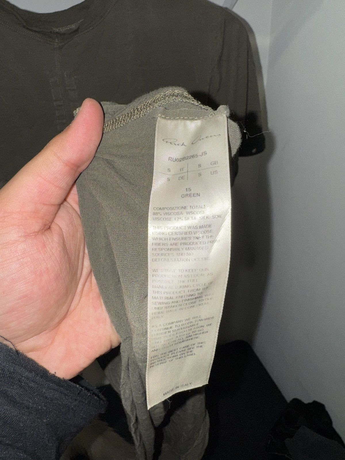 Rick Owens Rick Owens T-shirt in khaki green small Size US S / EU 44-46 / 1 - 5 Thumbnail