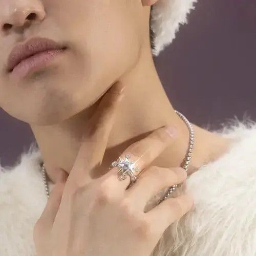 Handmade × Jewelry Star Nightlight Street Fashion Ring Size 8 Size ONE SIZE - 2 Thumbnail