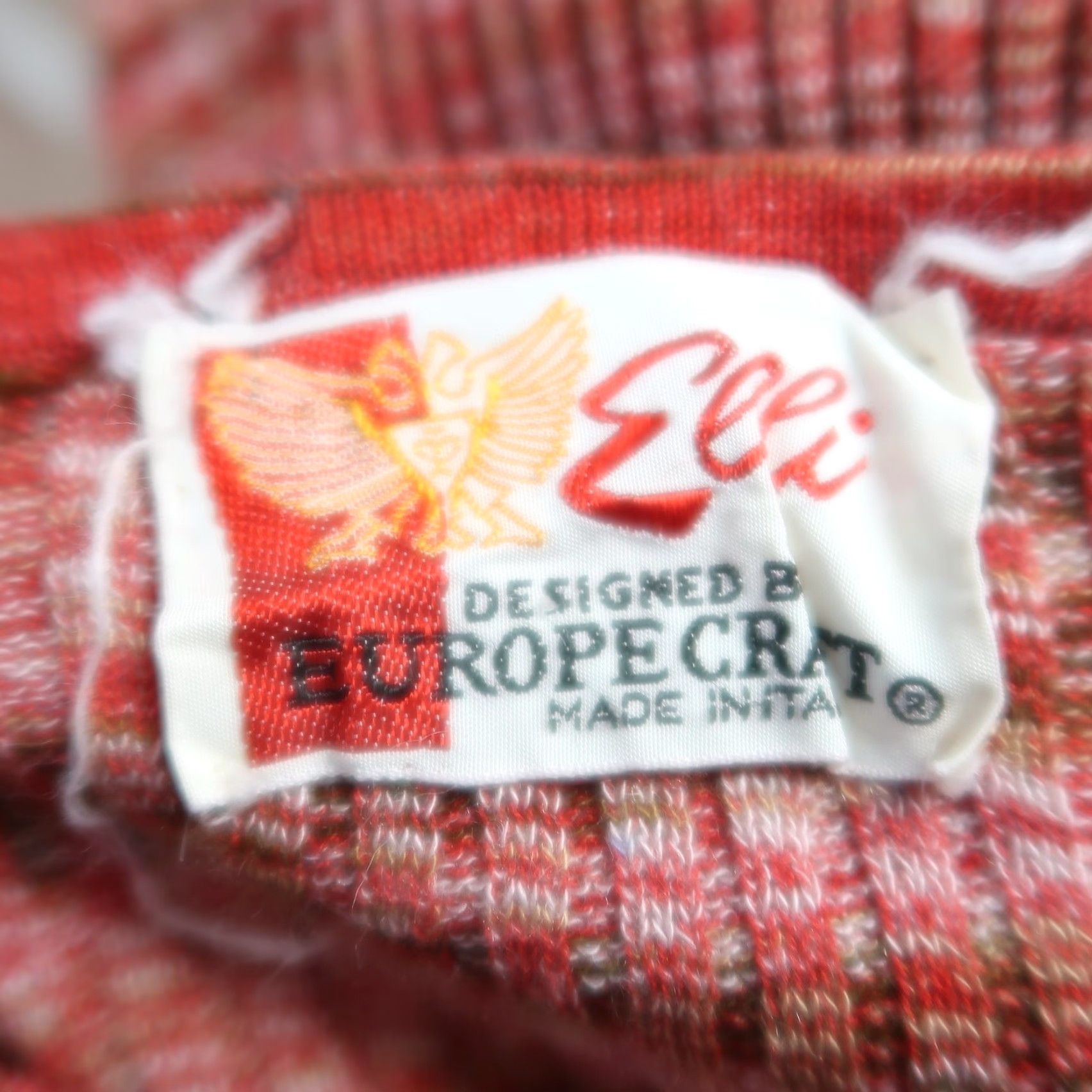 Vintage VINTAGE Elli red and cream marled rib knit short sleeve sweater top L Size L / US 10 / IT 46 - 7 Thumbnail