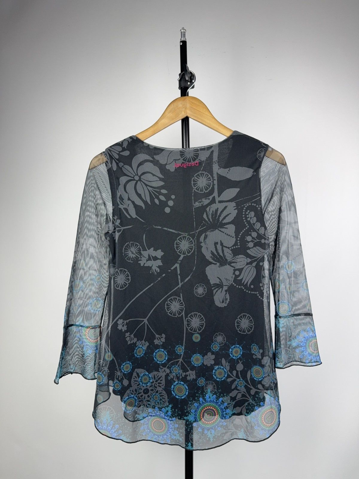 Desigual Desigual Sheer Floral Mesh Top Blue Boho Art Pattern XS Size XS / US 0-2 / IT 36-38 - 6 Thumbnail