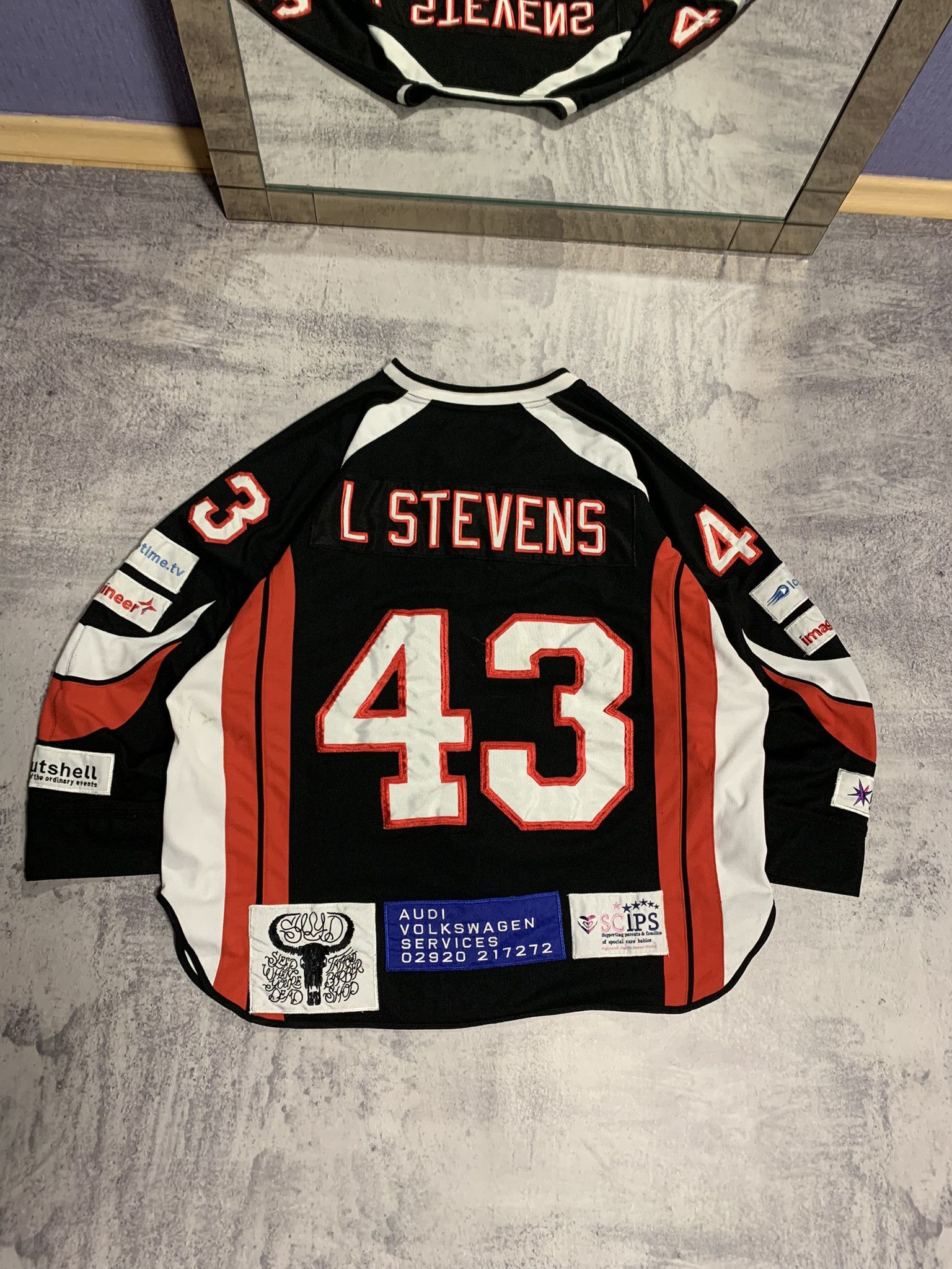 NFL Cardiff Fire Ice Hockey Match Worn Jersey L Stevens Size US XL / EU 56 / 4 - 2 Thumbnail