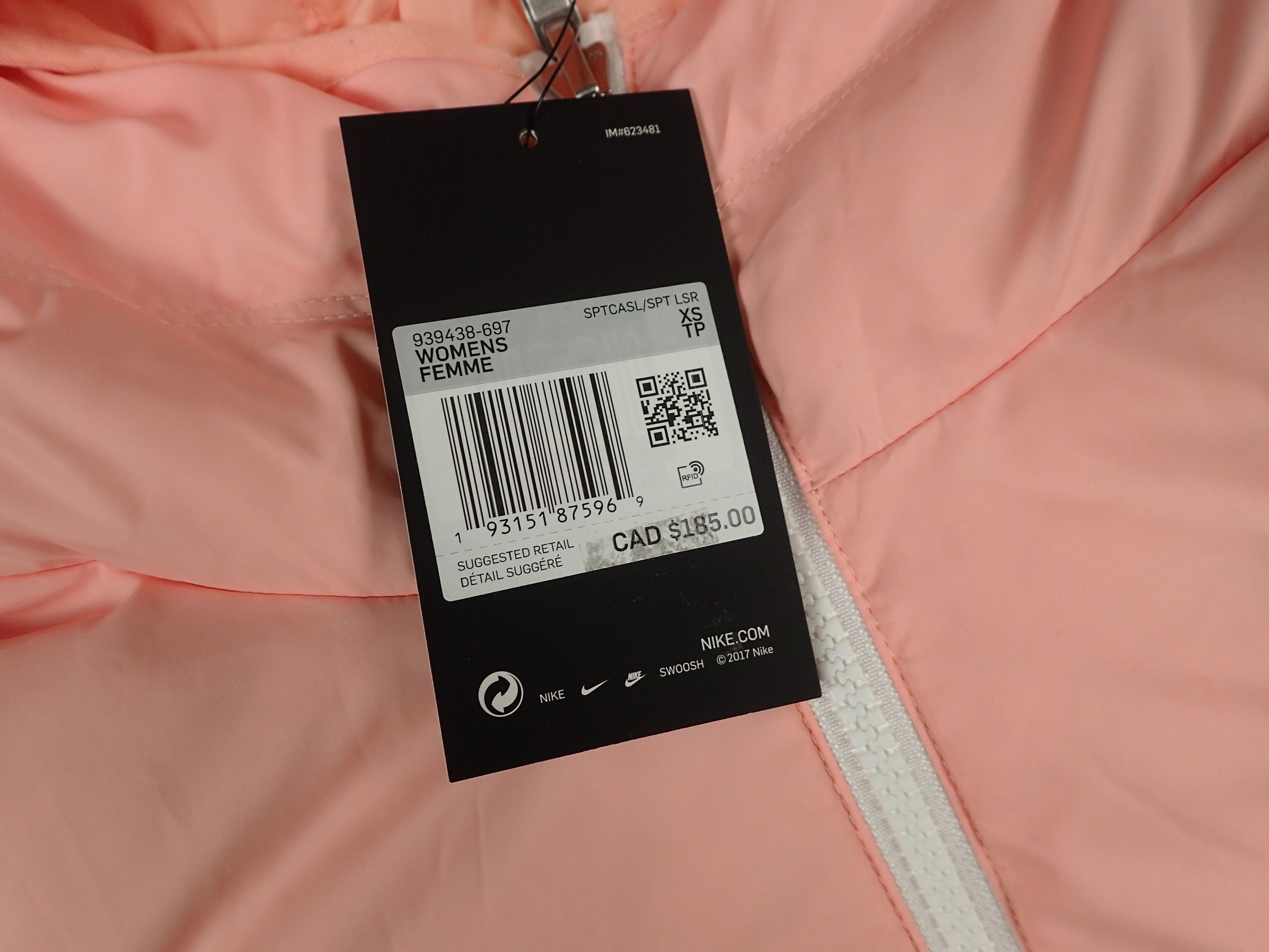 Nike Down Jacket Womens Hooded Reversible Full Zip