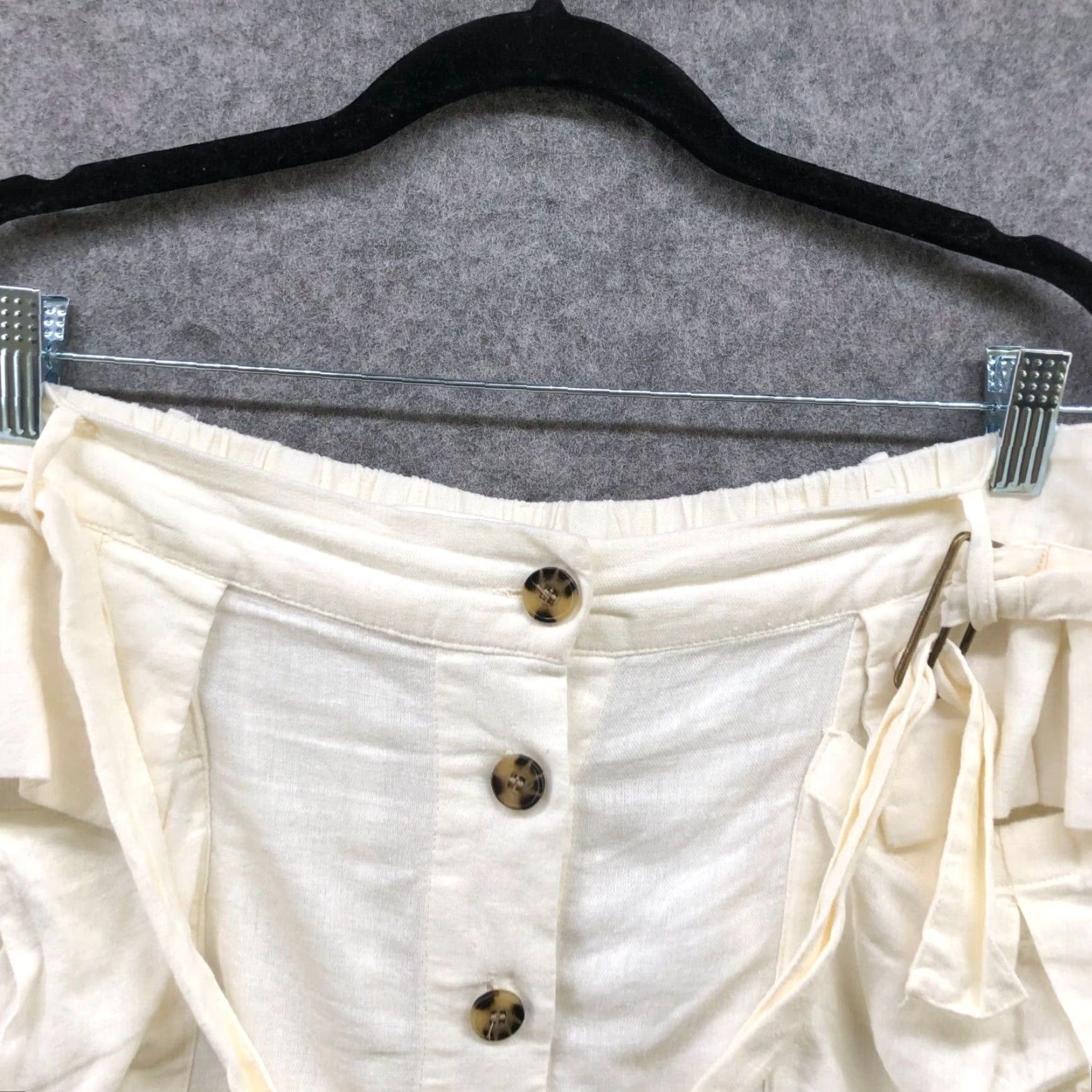 Nicole Miller Nicole Miller Women's Linen Blend Cargo Mini Skirt XL Ivory Button Front Casual Size 40" / US 18 - 3 Thumbnail