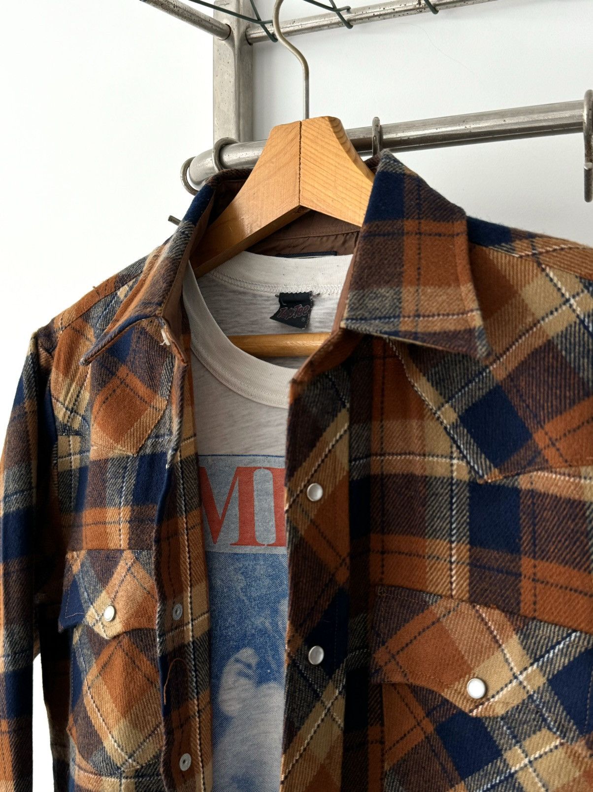 Vintage 1970s JC Penney Acrylic Work Plaid Button Shirt Size US M / EU 48-50 / 2 - 3 Thumbnail