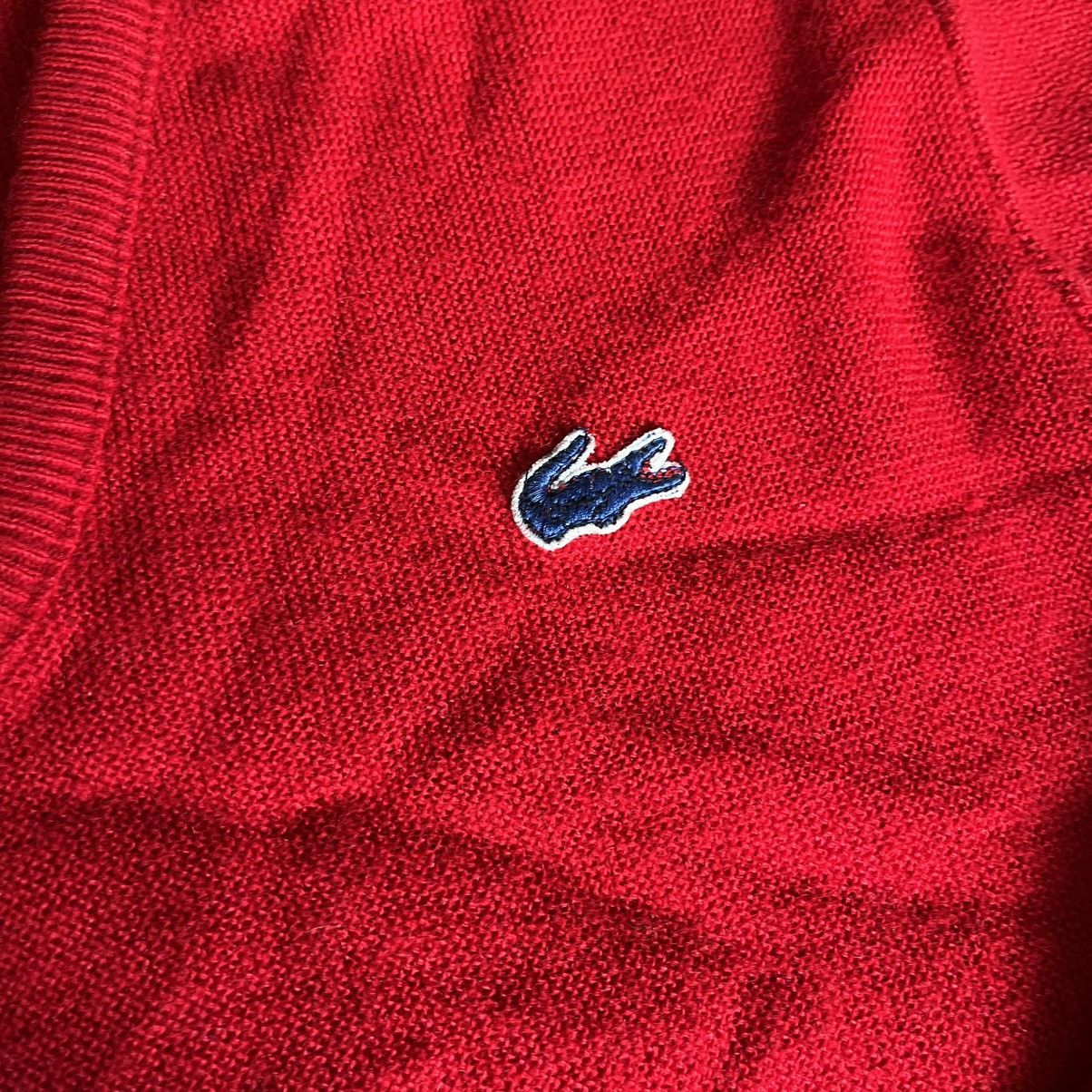 Lacoste × Vintage Vintage 1970s Izod Lacoste Acrylic Cardigan Sweater Red V Size US M / EU 48-50 / 2 - 6 Thumbnail