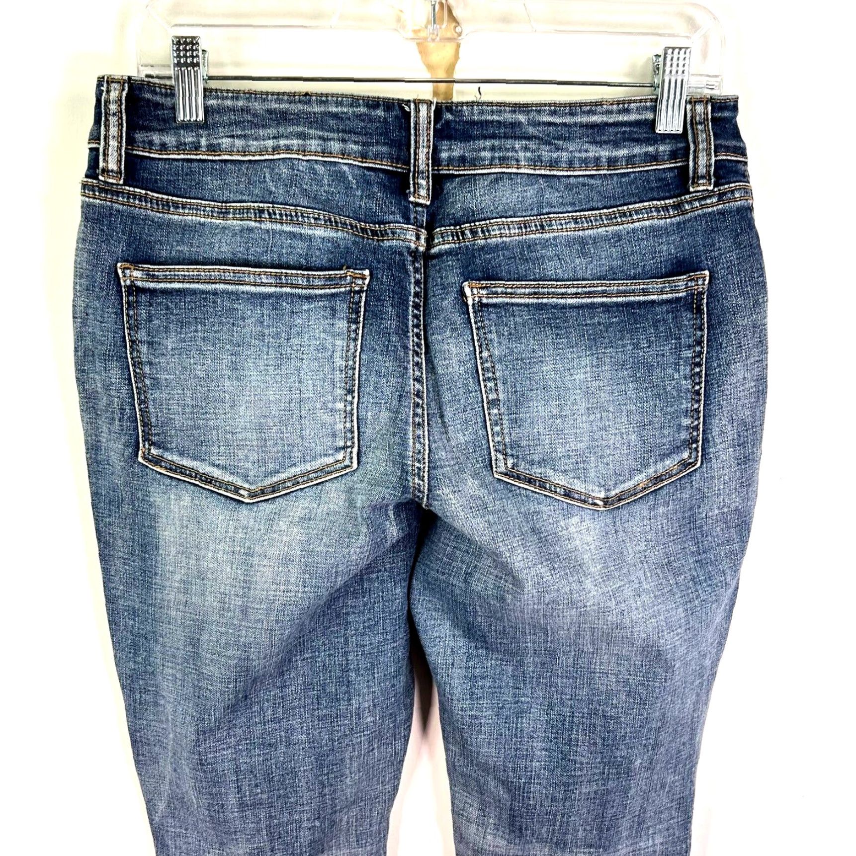 Vintage Maurice's Distressed Skinny Jeans Womens Size M 32X29 Blue Denim 5-Pocket Regular Rise Mid Size 32" / US 10 / IT 46 - 6 Thumbnail