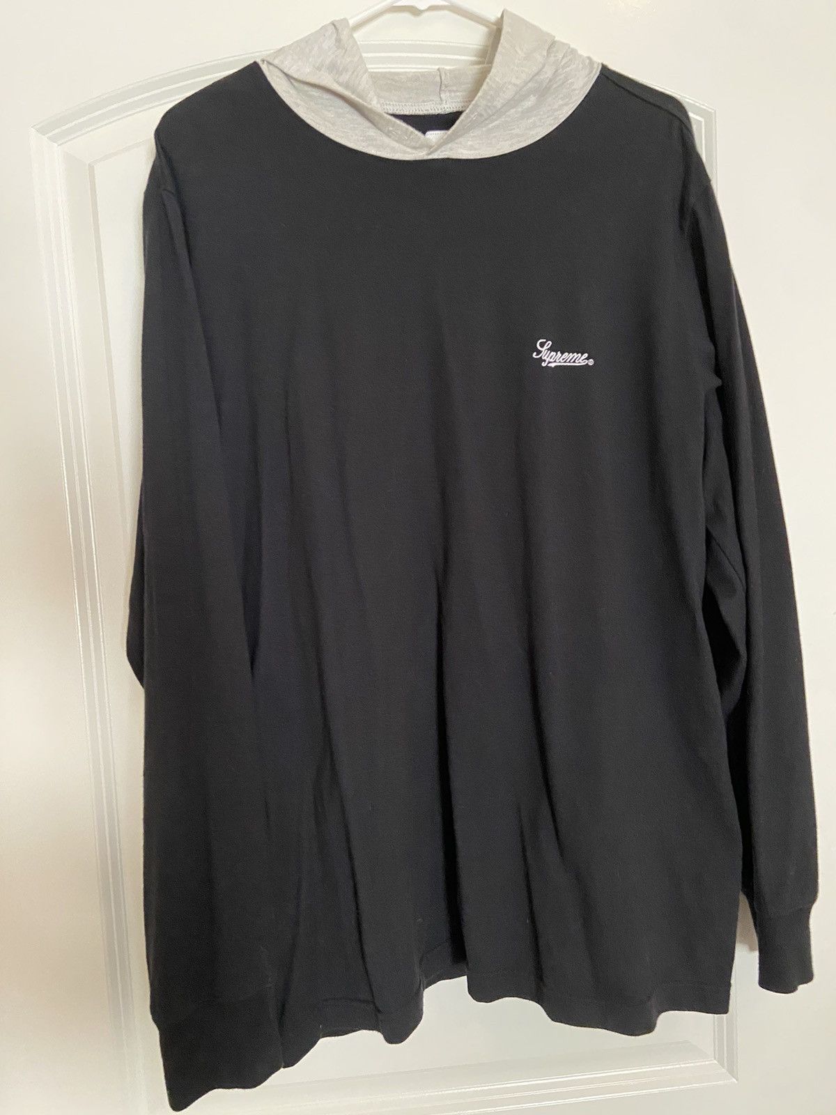 Supreme Supreme Long Sleeve Hoodie Black Gray Hood Large Size US L / EU 52-54 / 3 - 1 Thumbnail