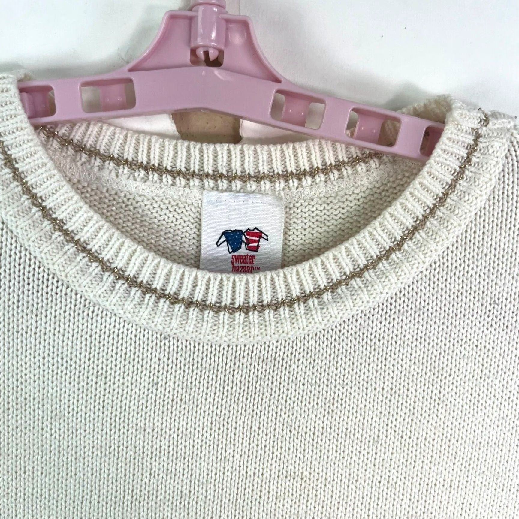 Vintage VINTAGE Sweater Bazar Metallic Argyle Crew Neck Sweater Vest Womens Size L Ivory USA Size L / US 10 / IT 46 - 3 Thumbnail