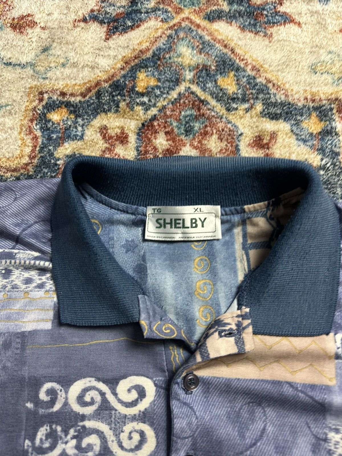 Vintage Vintage Shelby Abstract Patchwork Polo Shirt Size XL Size US XL / EU 56 / 4 - 3 Thumbnail