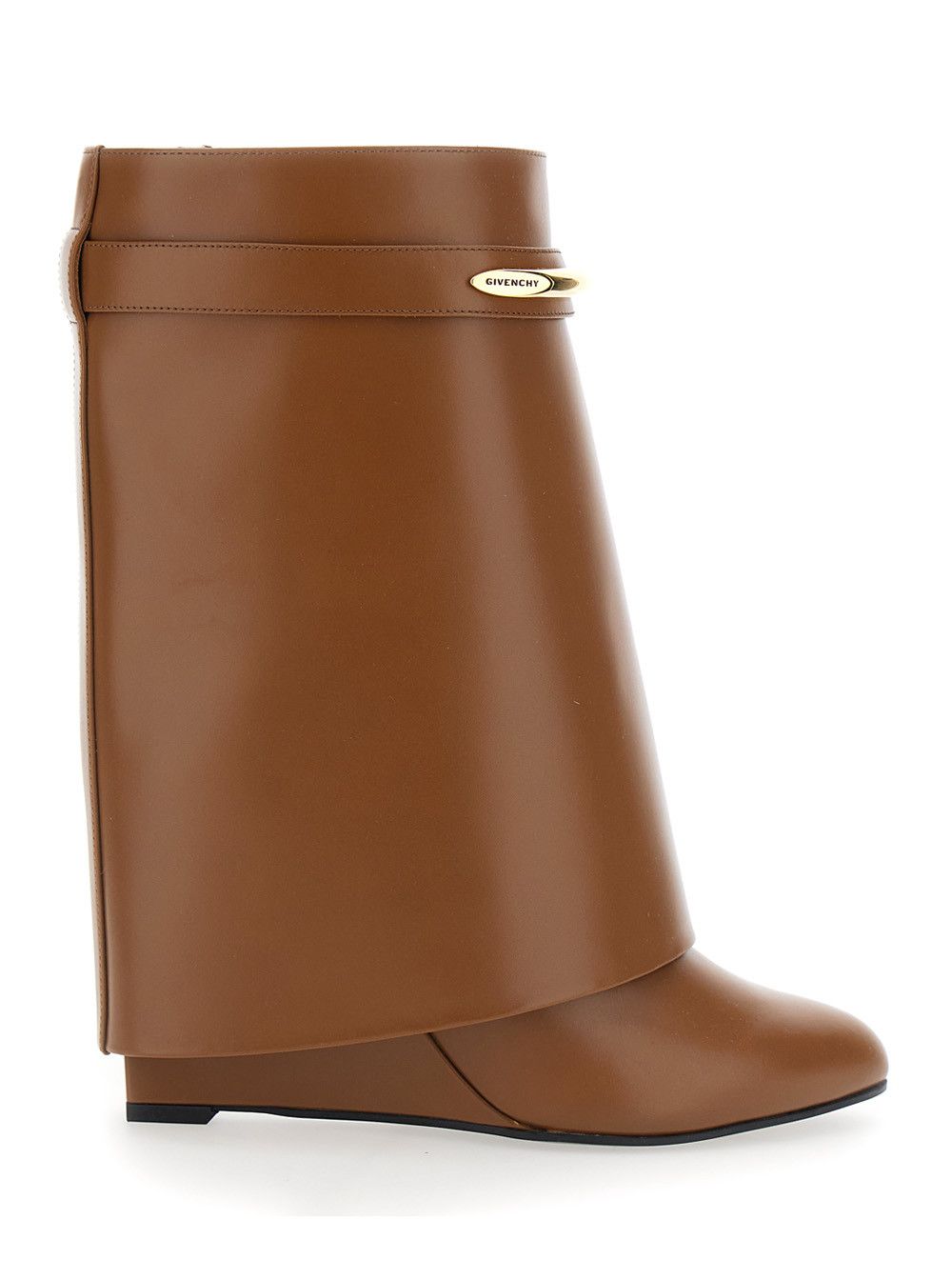 Givenchy Wedge Heel Ankle Boots with Logo Plate on the Side in Brown Leather for Women Size US 6 / IT 36 - 1 Thumbnail