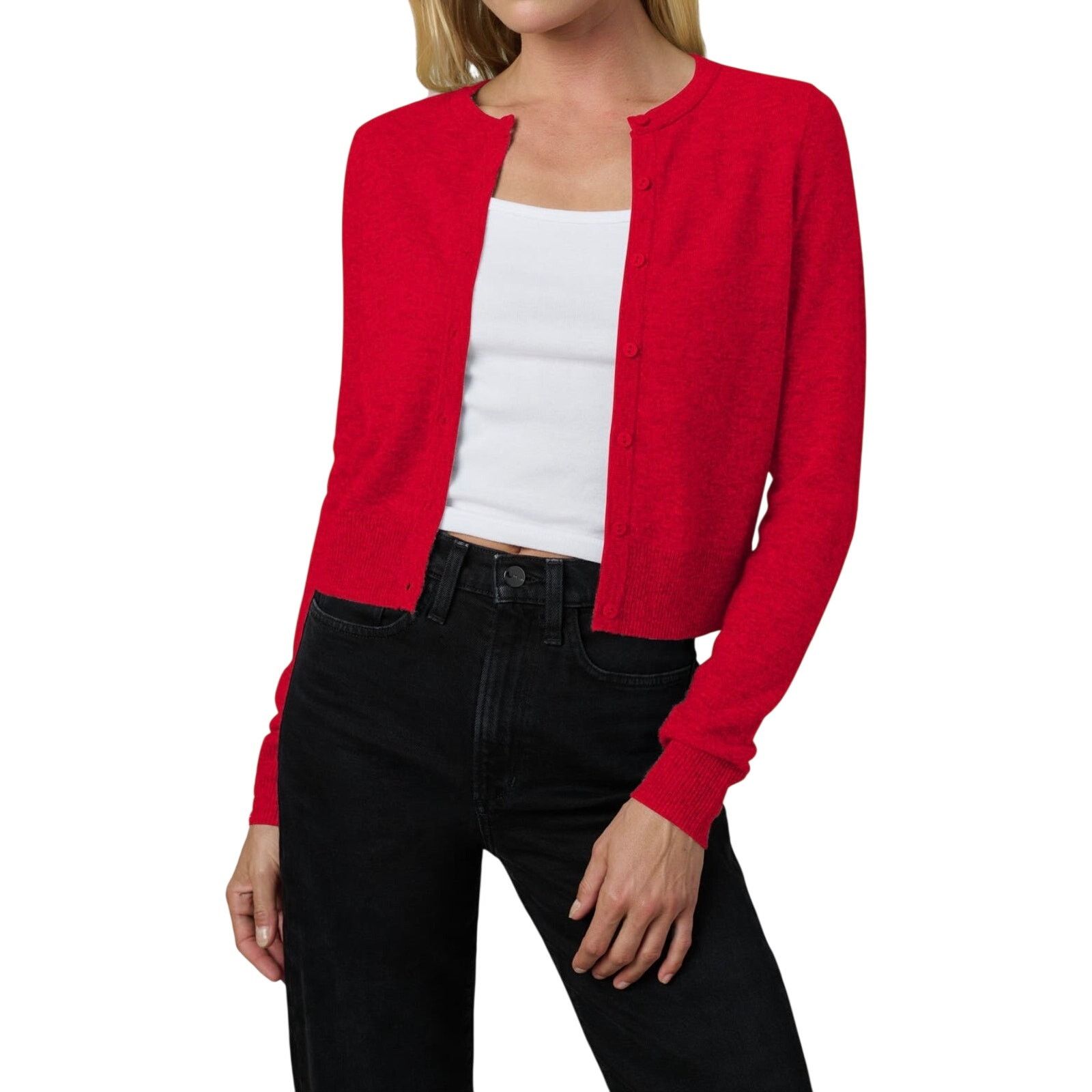 Joe's the Dani Cashmere Button Crop Cardigan Holiday Red Small Size S / US 4 / IT 40 - 8 Thumbnail