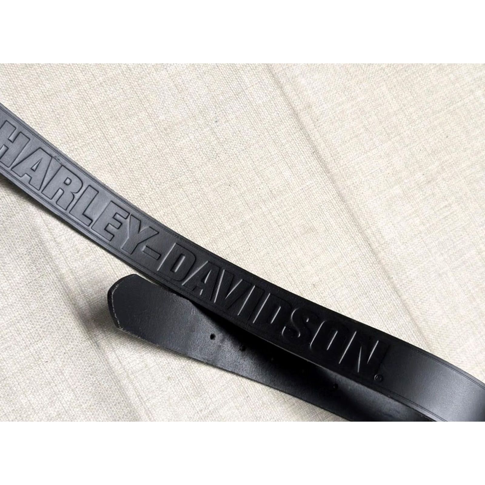 Harley Davidson VINTAGE Harley-Davidson belt 38 black Western Spellout Leather USA Made Mens Belt Size 38 - 4 Thumbnail