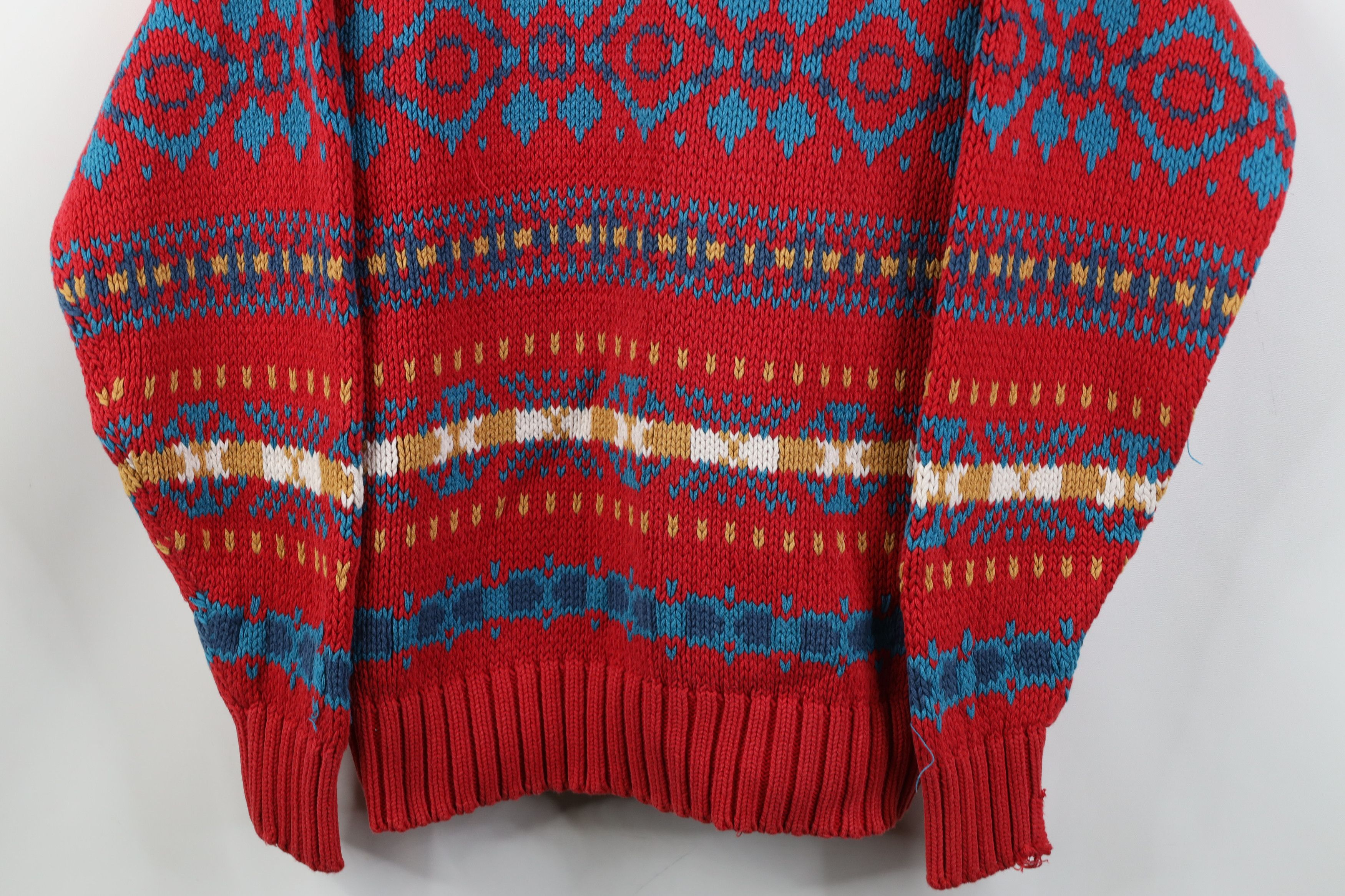 Gap Vintage 90s Gap Heavy Fair Isle Cotton Knit Sweater Babydoll Size S / US 4 / IT 40 - 3 Thumbnail