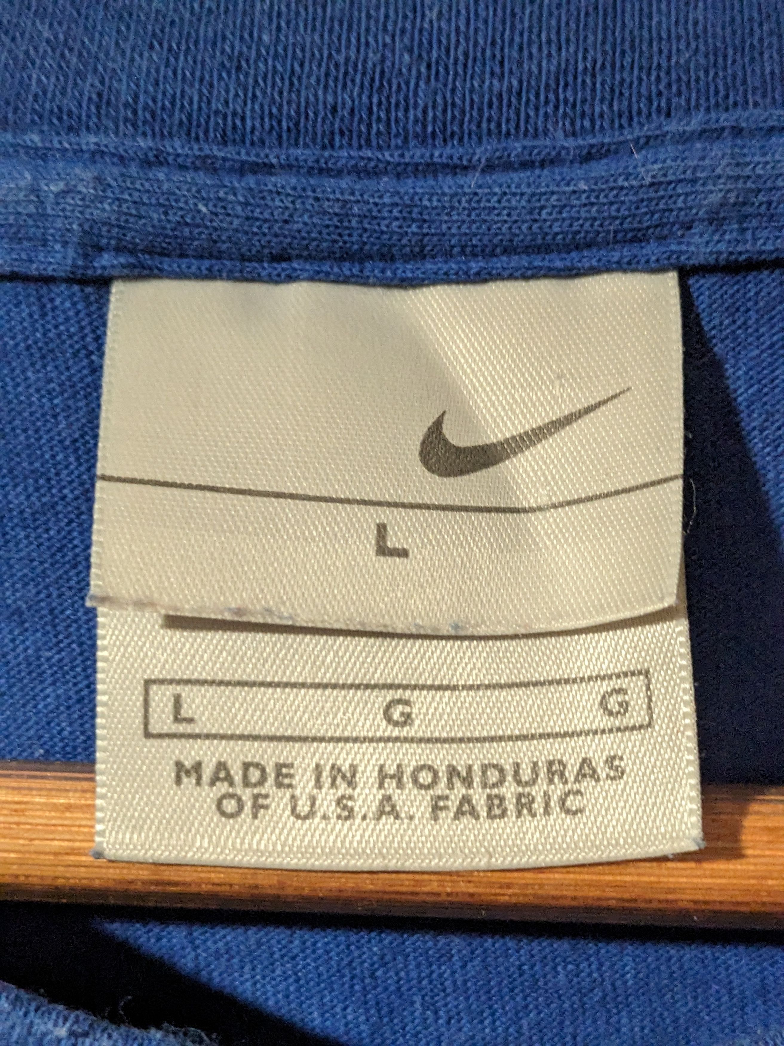 Nike × Vintage Vintage Y2K Nike Big Swoosh Center Logo Blue Large T-Shirt Size US L / EU 52-54 / 3 - 3 Thumbnail