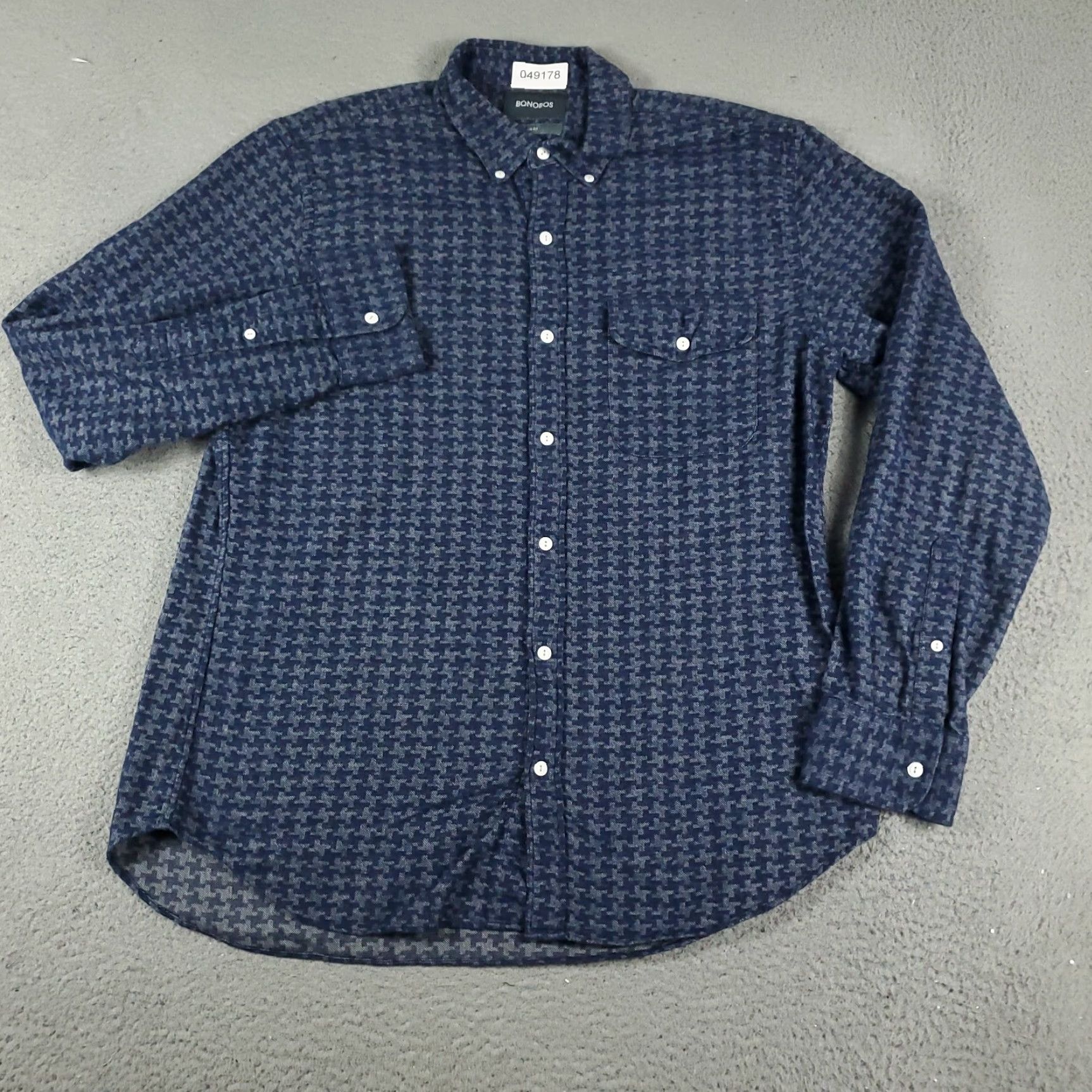 Bonobos Bonobos Blue Flannel Button-Up Shirt Mens Medium Long Sleeve Geometric Casual Size US M / EU 48-50 / 2 - 2 Thumbnail