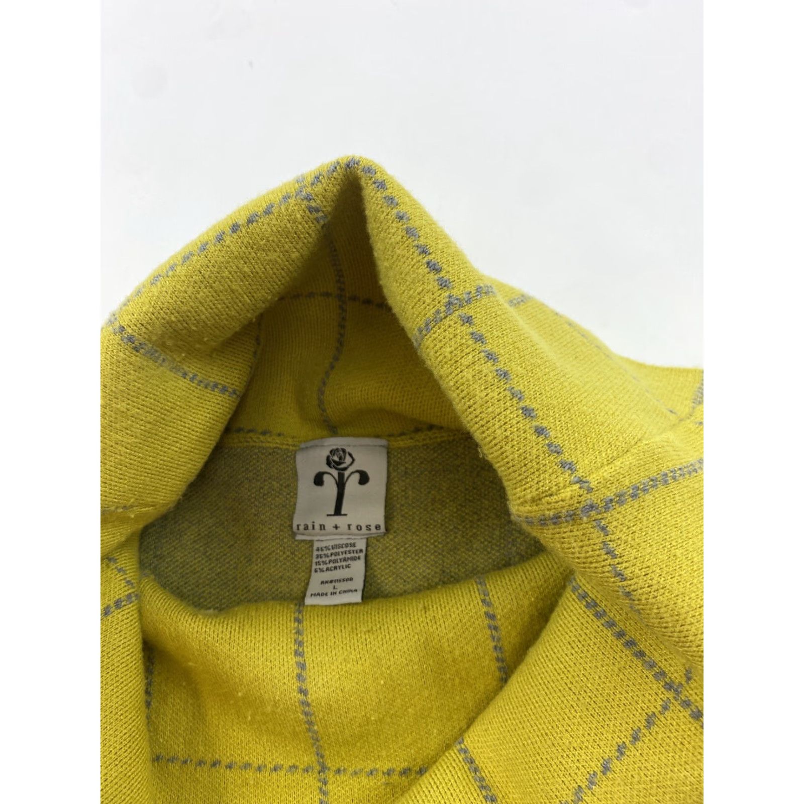 Vintage Rain & Rose Sweater Womens Large Mustard Yellow Cowl Neck pullover Size L / US 10 / IT 46 - 2 Thumbnail