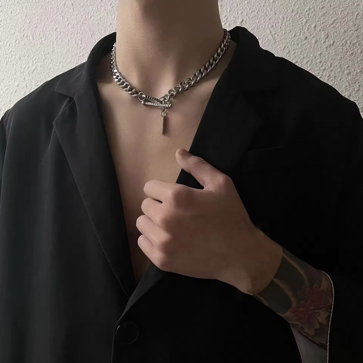 Jewelry × Vintage Hip-Hop thick chain titanium steel ins Necklace Size ONE SIZE - 2 Thumbnail