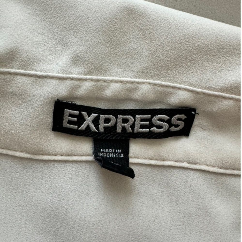 Express Express Lightweight Collared Blouse | Size S | White Zip-Poc Size S / US 4 / IT 40 - 5 Thumbnail