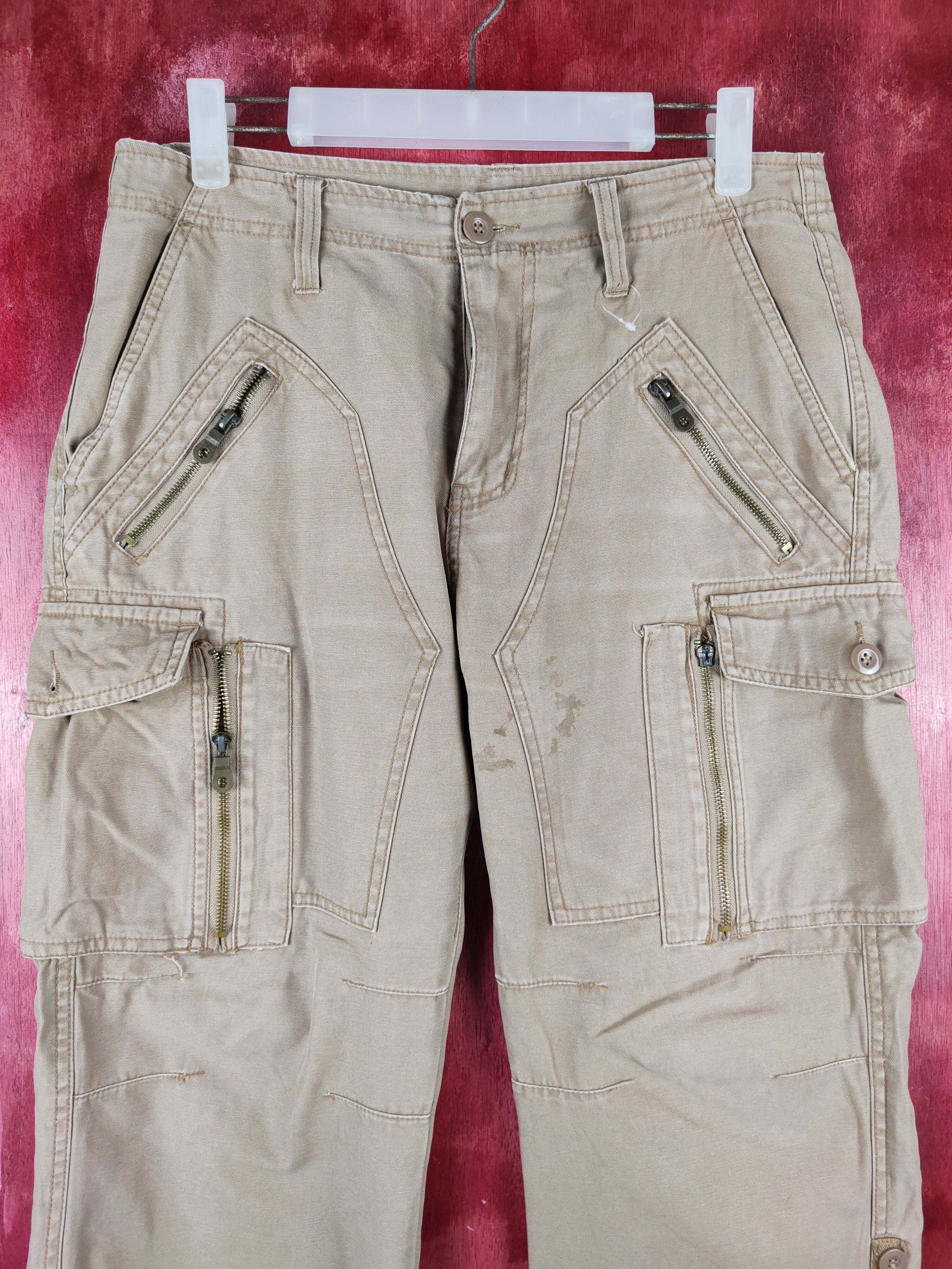 Japanese Brand Six-Star Beige Multipocket Tactical Cargo Pants #S1258 Size US 31 - 2 Thumbnail