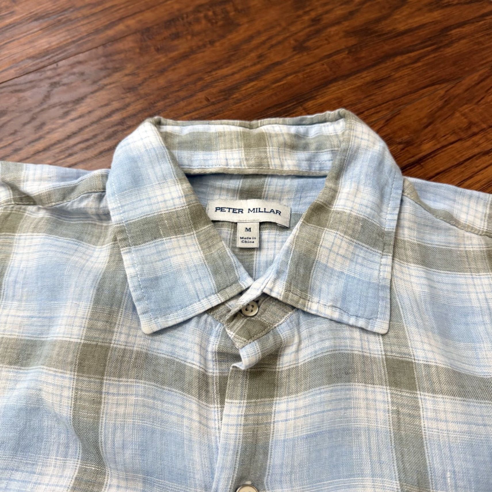 Peter Millar Peter Millar Shirt Mens M Blue Linen Plaid Long Sleeve Lightweight Pocket Button-Up Shirt Size US M / EU 48-50 / 2 - 6 Thumbnail