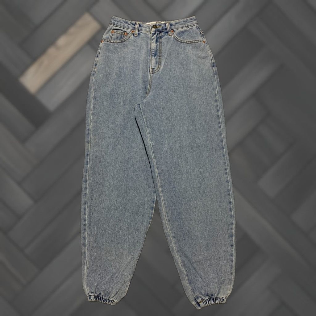 Vintage Angelo Bianco Jeans 5-Pocket Denim Blue Elastic Ankle 90s Grunge High Rise S Women's Size 42" / US 20 - 1 Thumbnail
