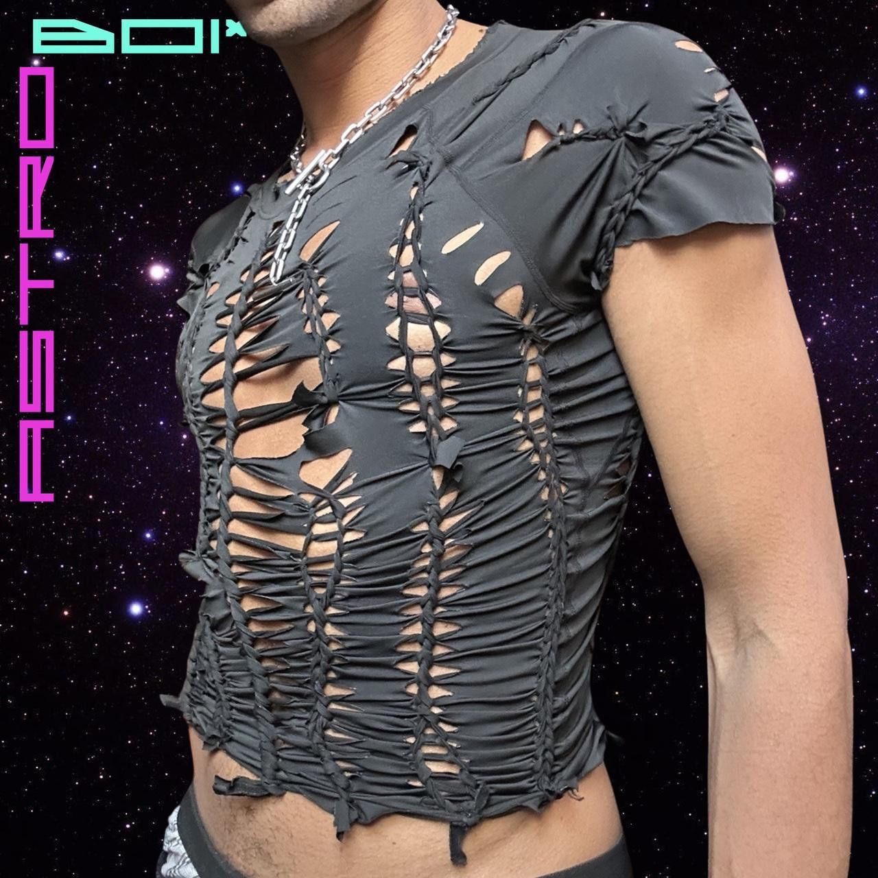 Designer ASTROBOI*'Barley There'Black Braided Compression Top-Medium Size US L / EU 52-54 / 3 - 3 Thumbnail