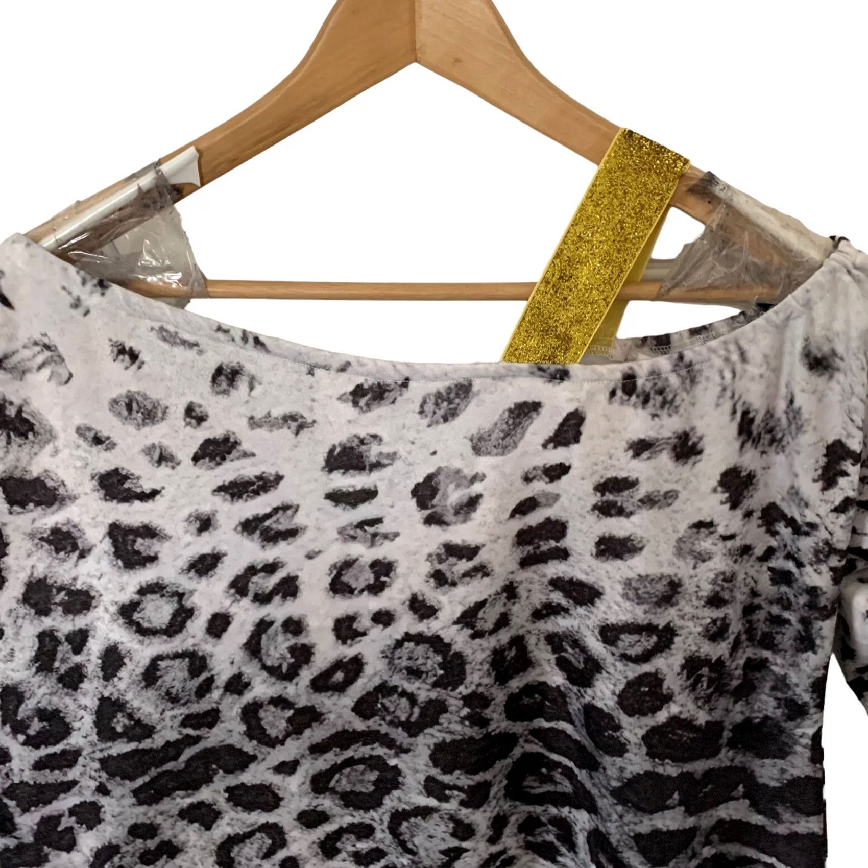 Vintage C.o.z.y. Womens Grey Animal Print Casual Off The Shoulder Blouse Top Long Sleeve M Size M / US 6-8 / IT 42-44 - 3 Thumbnail