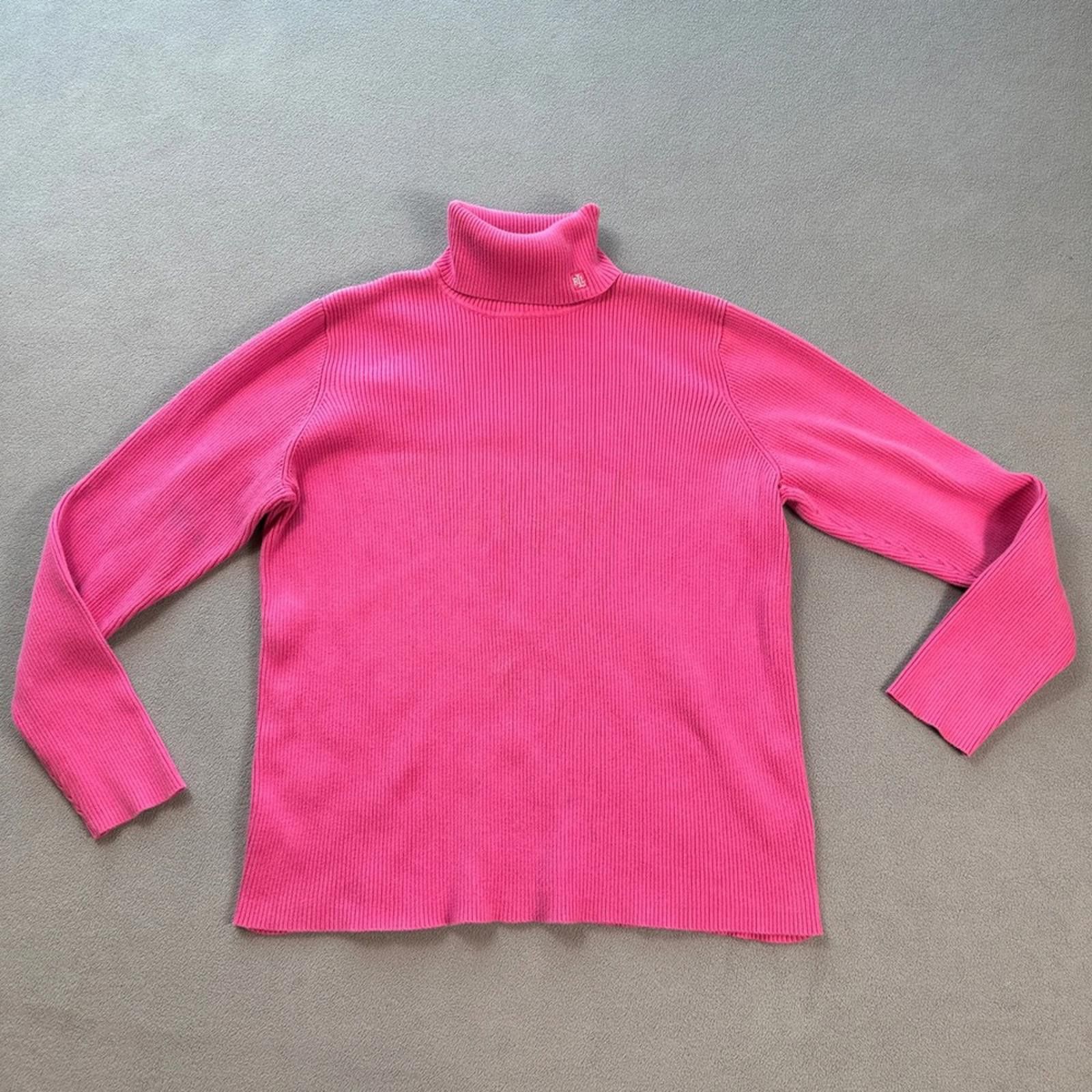 Lauren Ralph Lauren Lauren Ralph Lauren Turtleneck Sweater Pink Ribbed Womens XL Size XL / US 12-14 / IT 48-50 - 1 Thumbnail