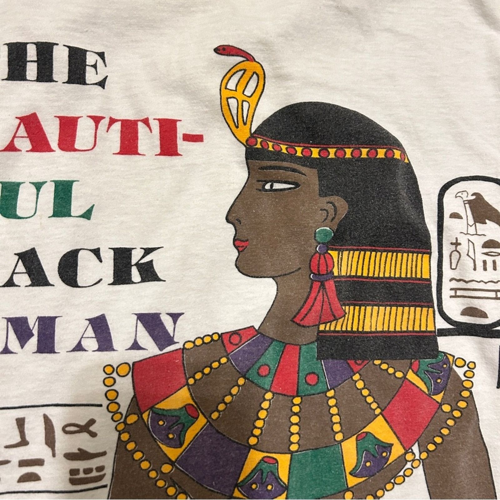 Vintage Rare 90s Vintage Beautiful Black Woman Nefertiti Graphic Tee Size M / US 6-8 / IT 42-44 - 8 Thumbnail
