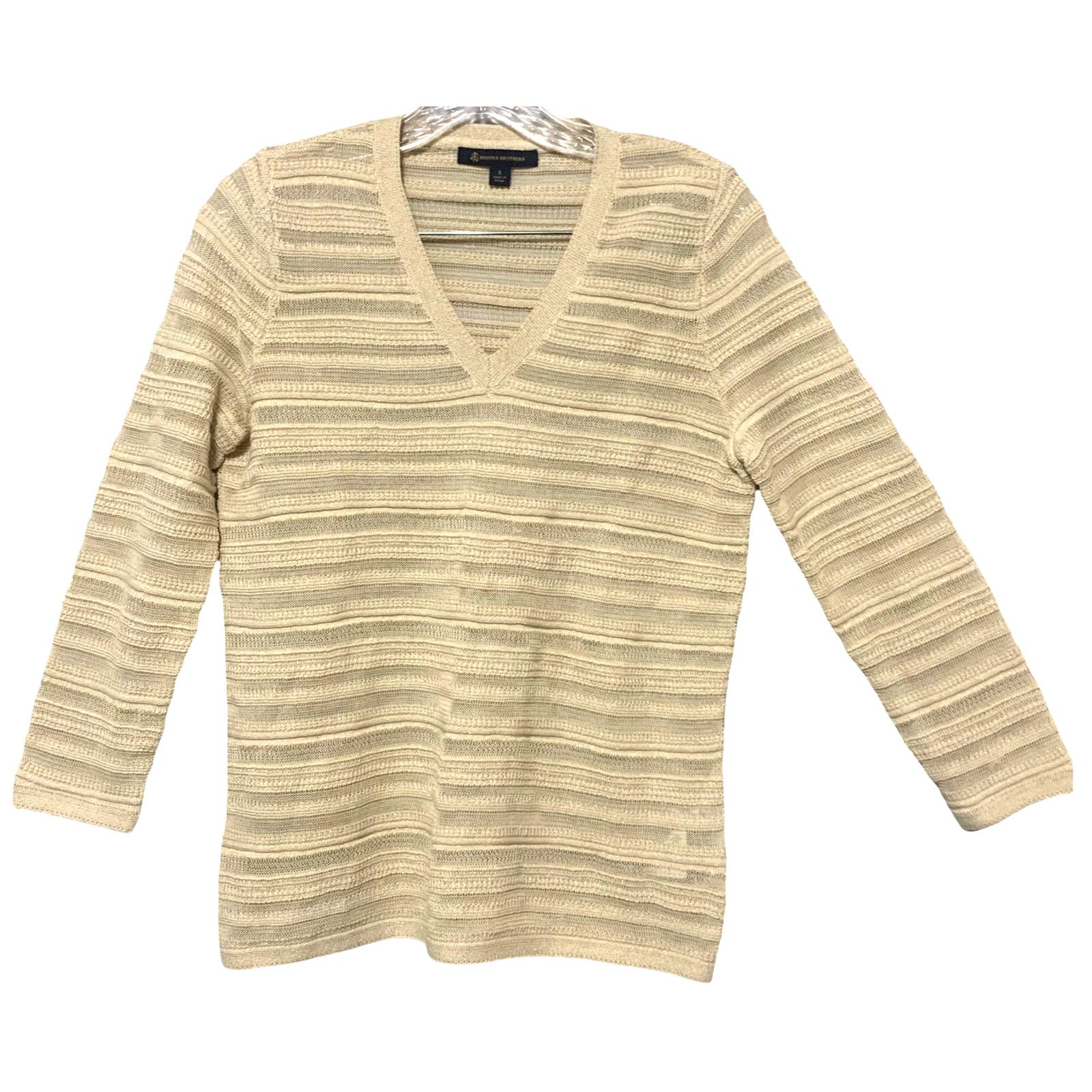 Brooks Brothers Brooks Brothers Glitter Metallic Stripe 3/4 Sleeve Sweater S Size S / US 4 / IT 40 - 9 Thumbnail