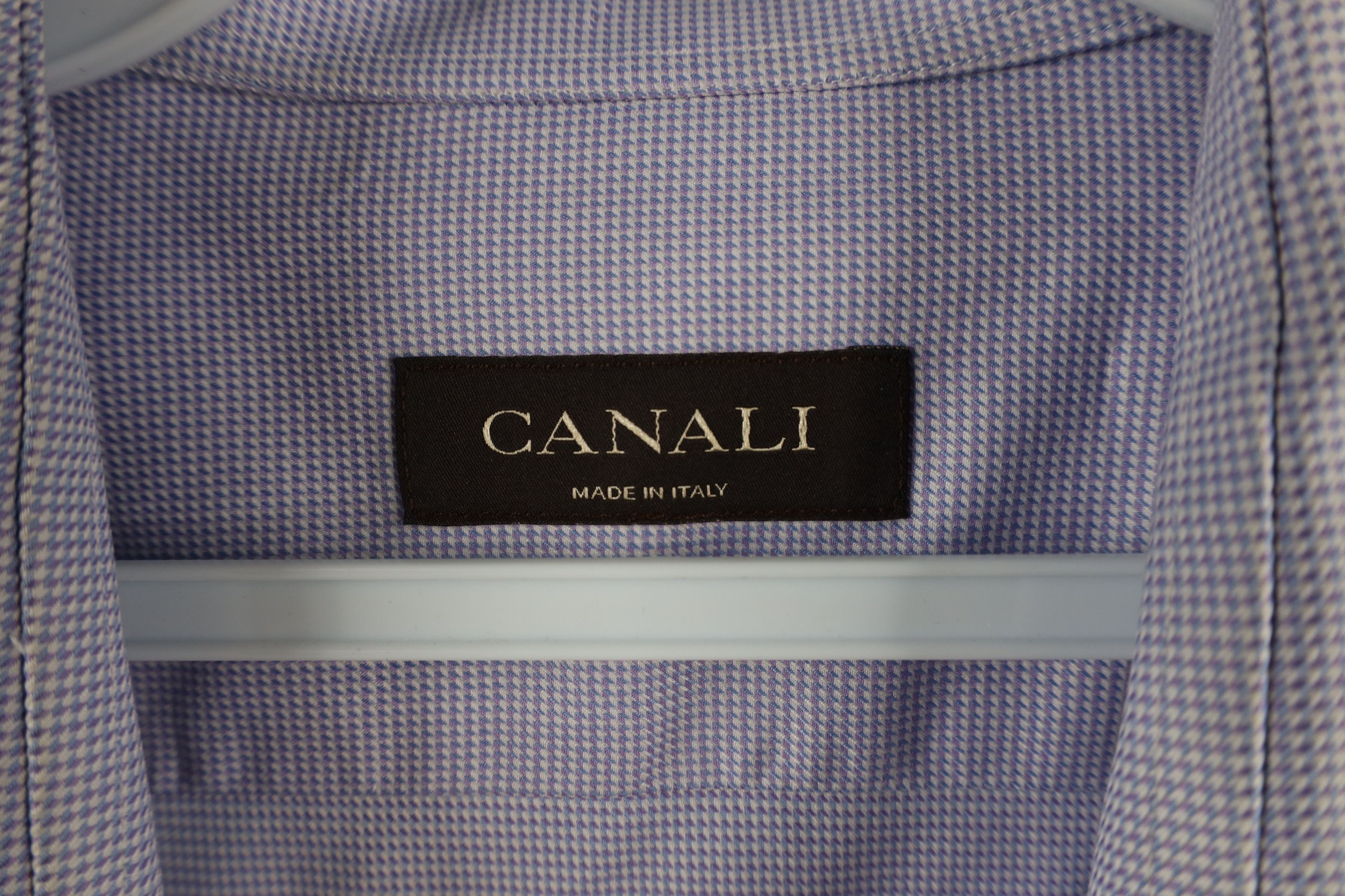 Canali × Vintage Canali Houndstooth Collared Dress Shirt Purple Cotton Size US L / EU 52-54 / 3 - 7 Thumbnail