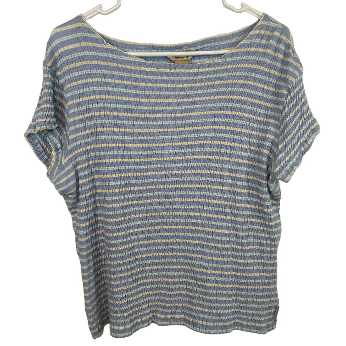 Woolrich Woolen Mills Woolrich Striped Tee S Oversized Lettuce Hem Crepe Plisse Size S / US 4 / IT 40 - 1 Thumbnail
