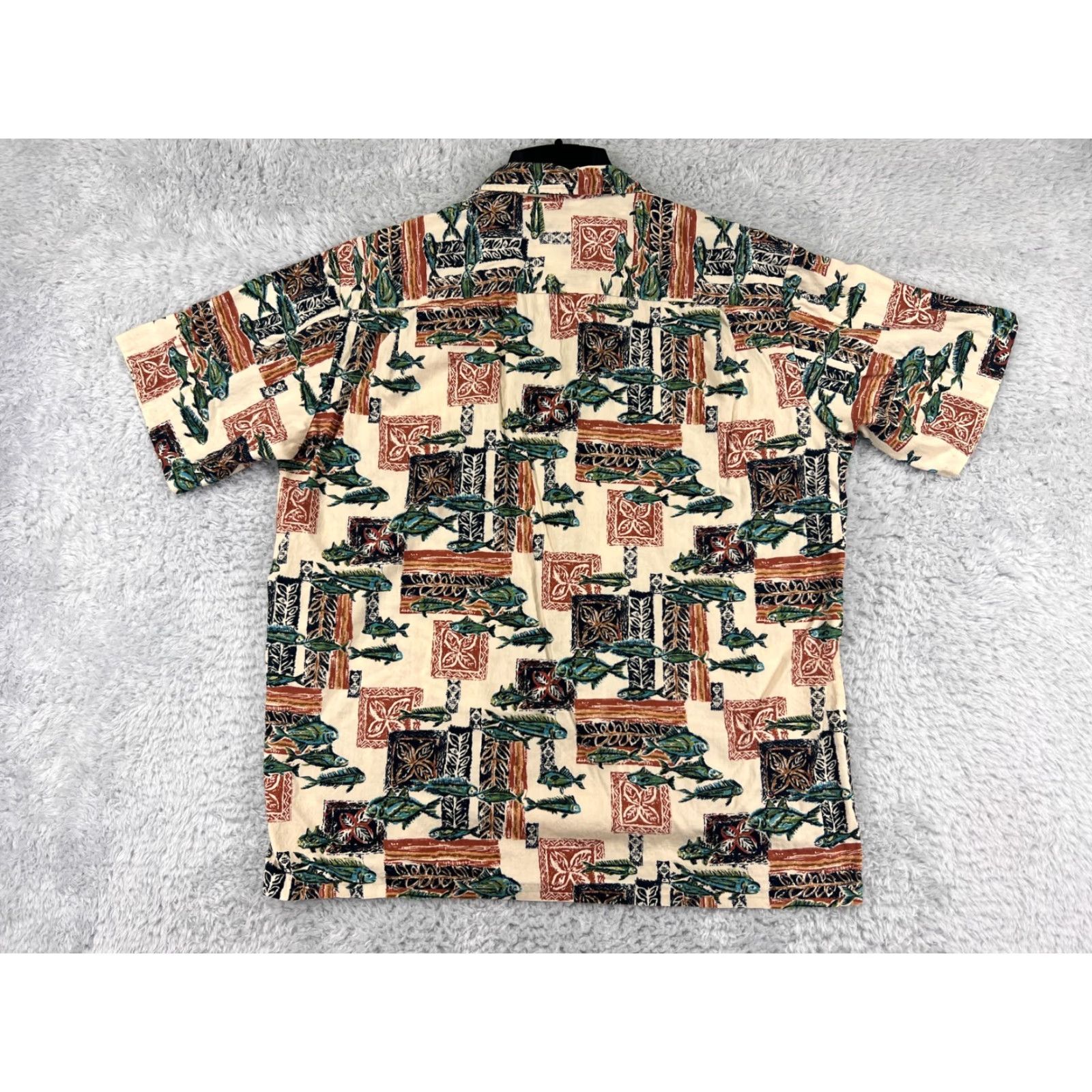 Vintage VINTAGE Royal Creations Hawaiian Shirt Mens Large Beige Sport Fish Pattern 100% Cotton Size US L / EU 52-54 / 3 - 2 Thumbnail
